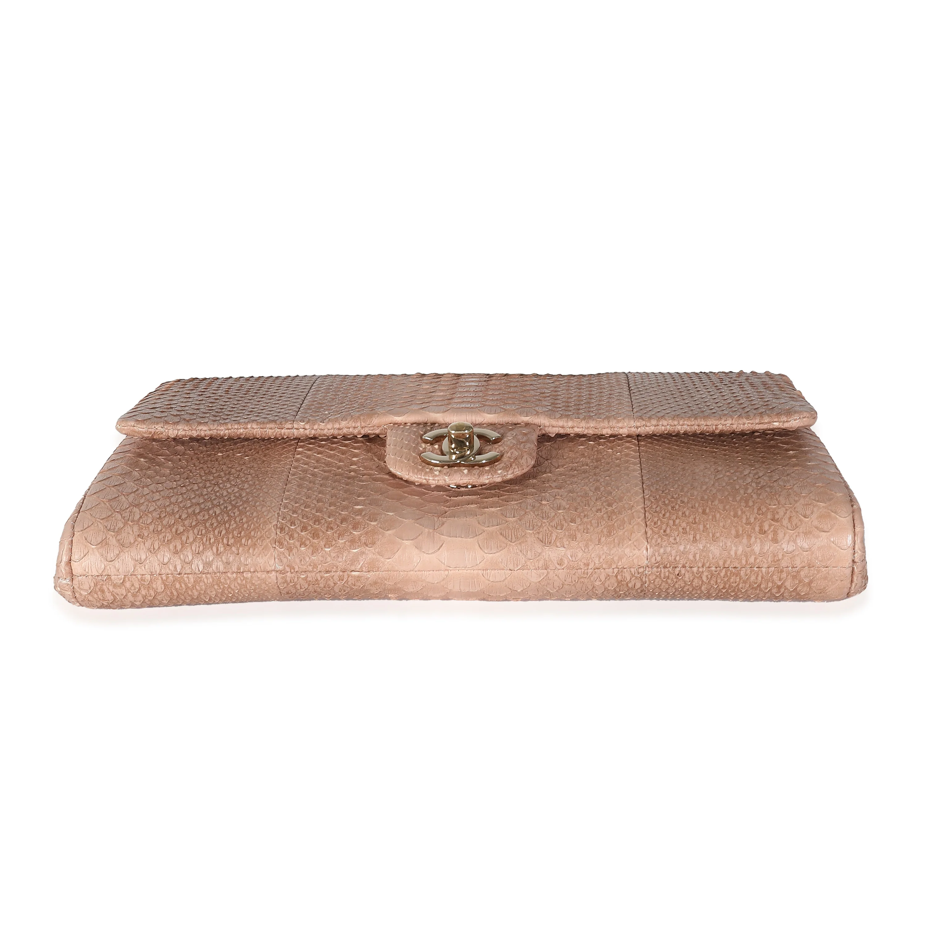 Pink Python Classic Flap Clutch With Chain - Image 7