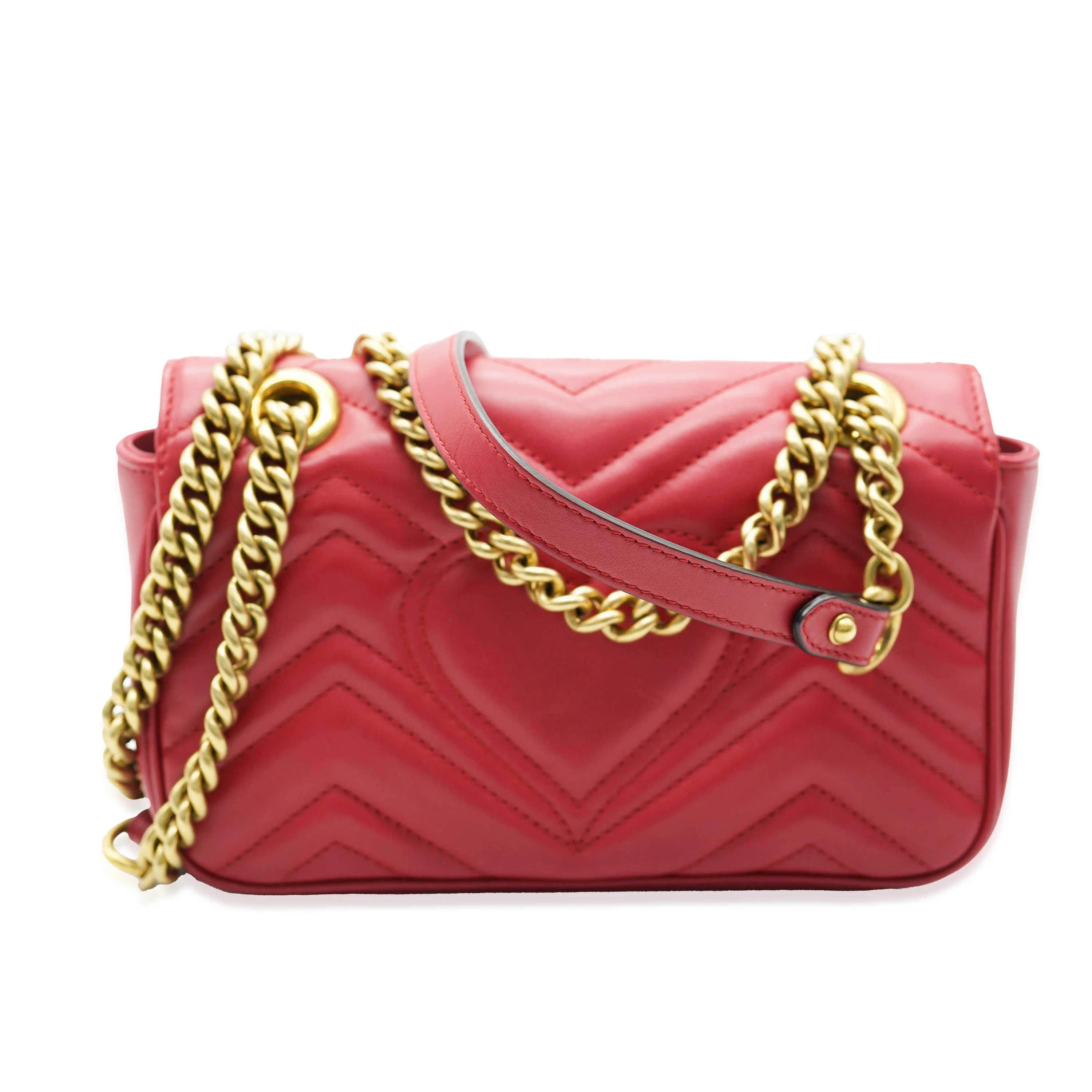 Red Leather Small GG Marmont Flap - Image 3