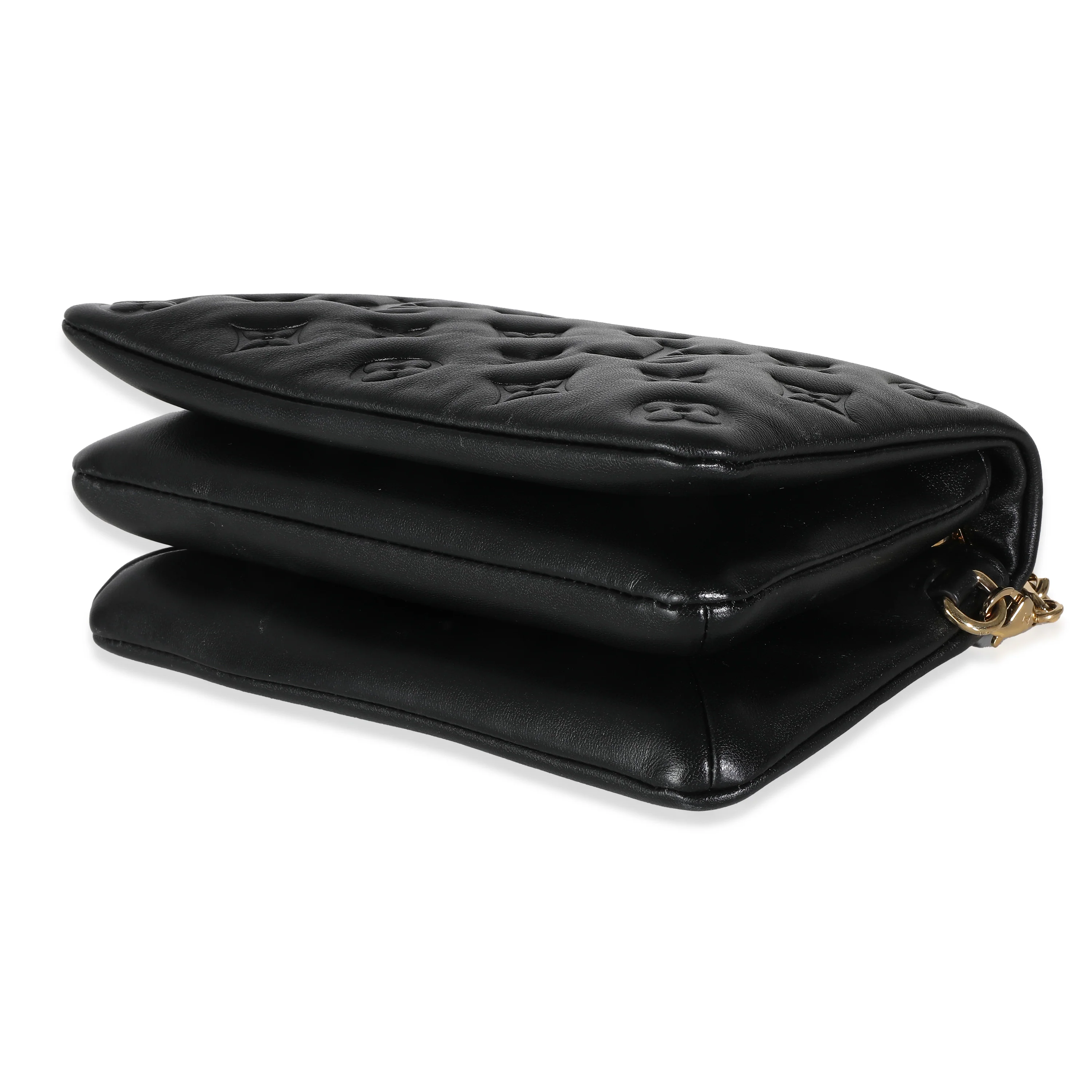 Black Monogram Embossed Puffy Lambskin Pochette Coussin - Image 7