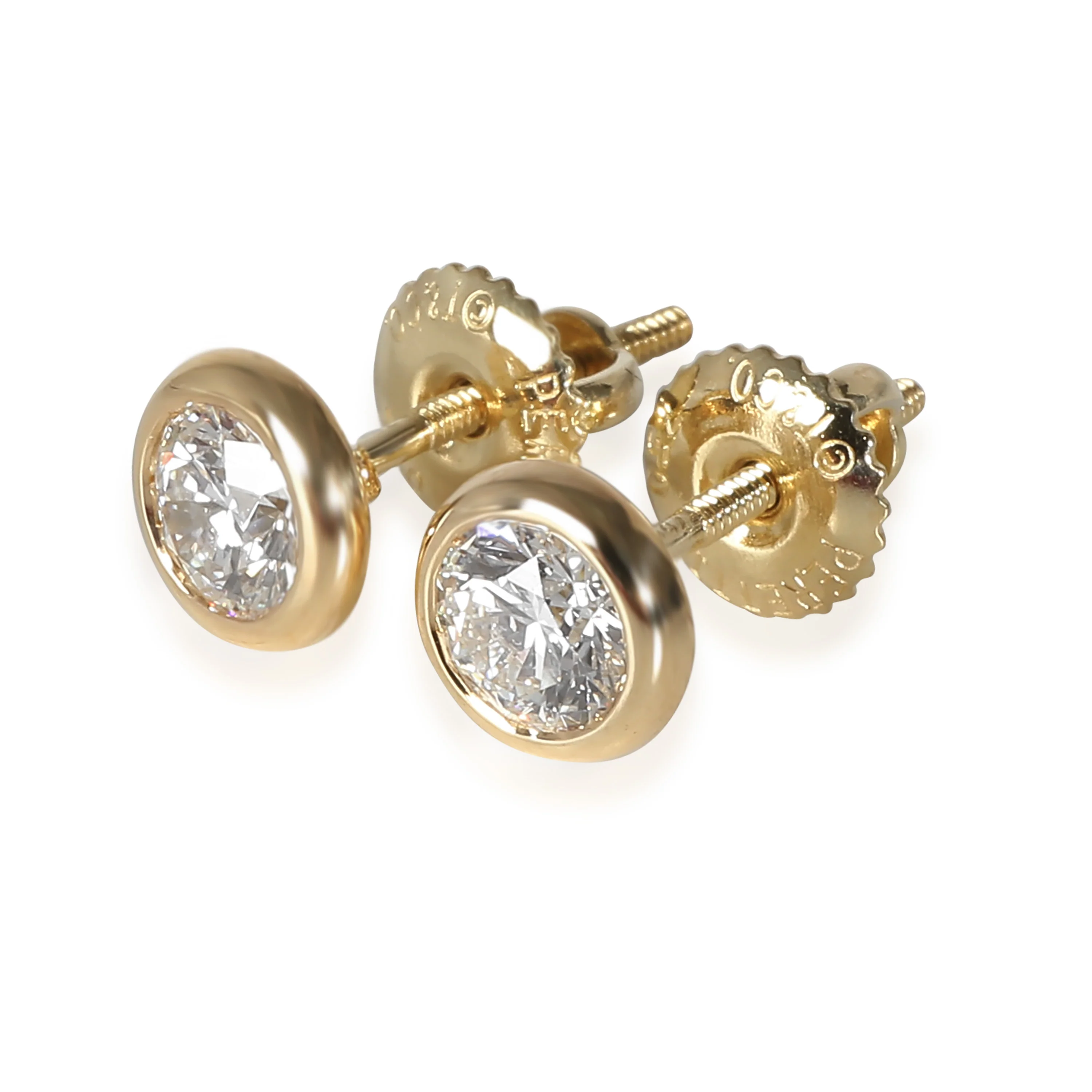 Elsa Peretti Diamond Stud Earrings in 18k Yellow Gold 0.70 CTW - Image 2