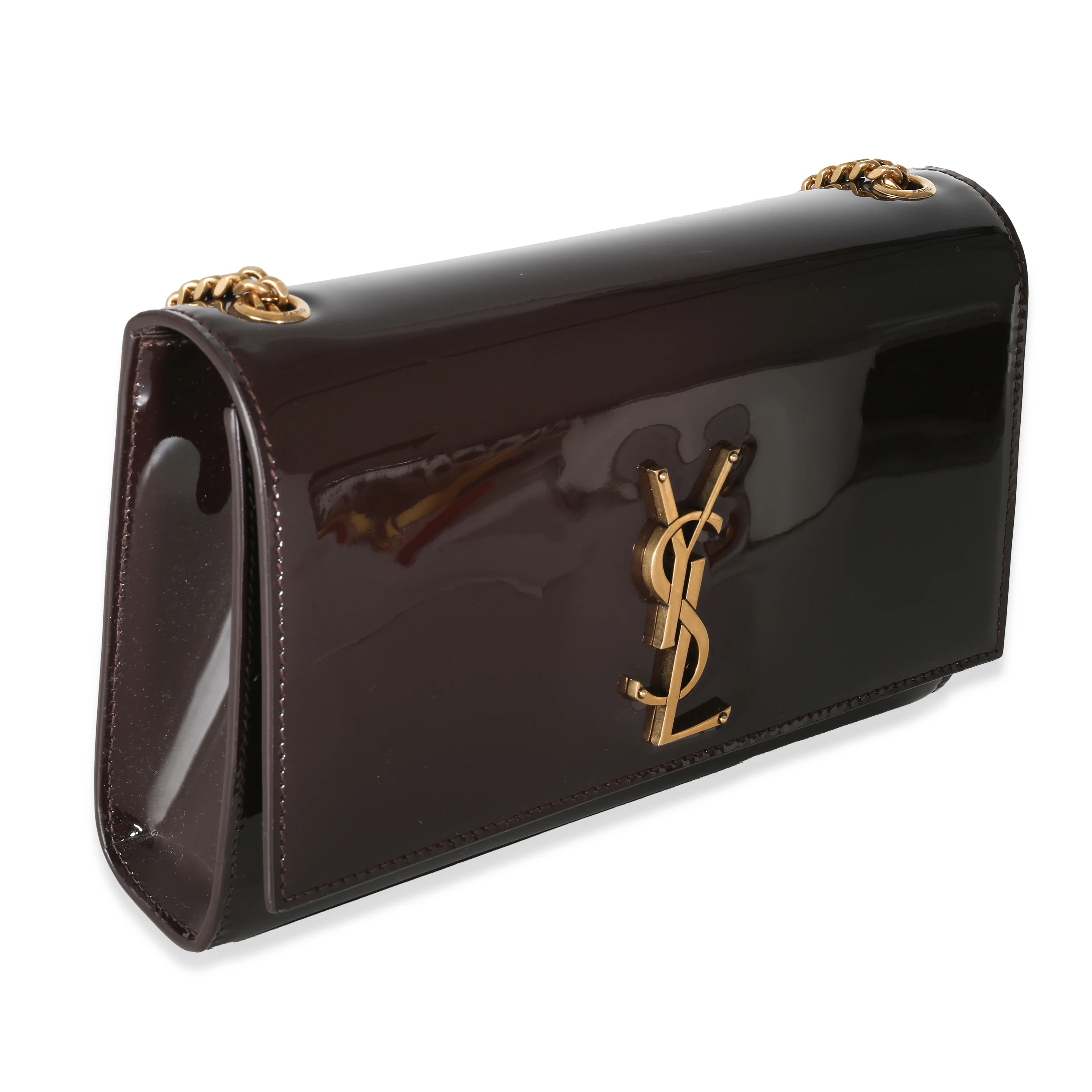 Spicy Chocolate Patent Medium Kate Chain Bag - Image 3