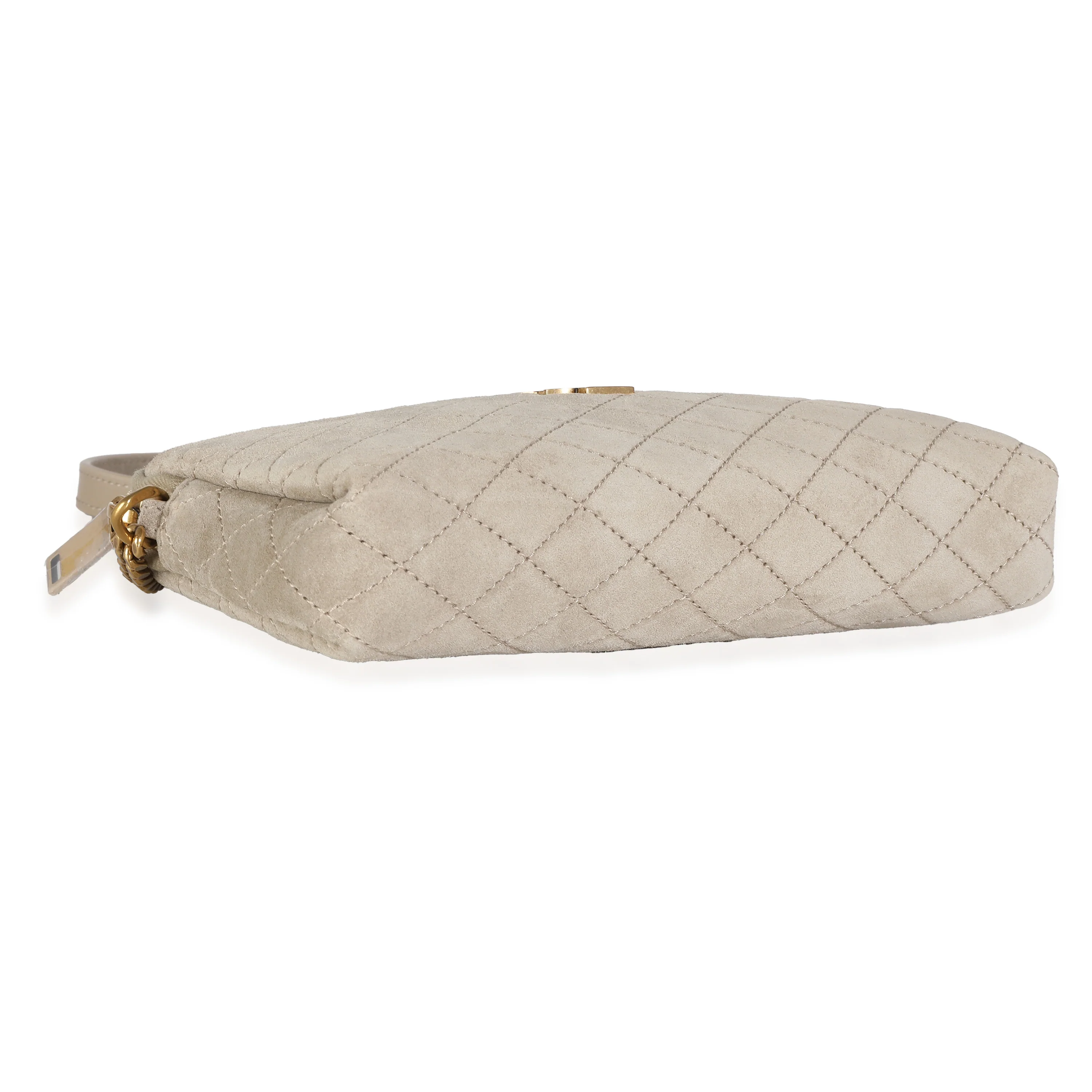 Matt Gold Quilted Suede Gaby Zipped Pouch - Image 4