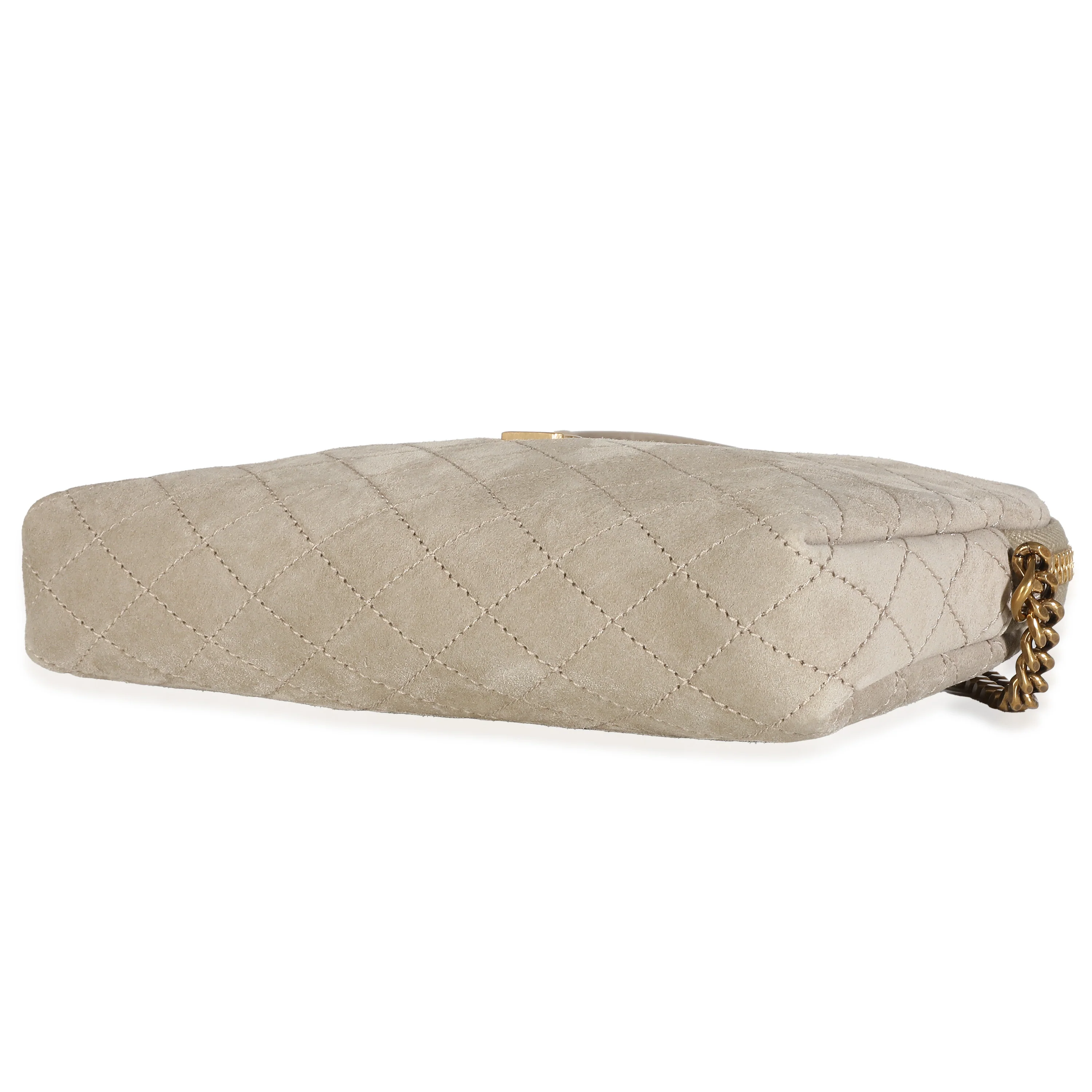 Matt Gold Quilted Suede Gaby Zipped Pouch - Image 6