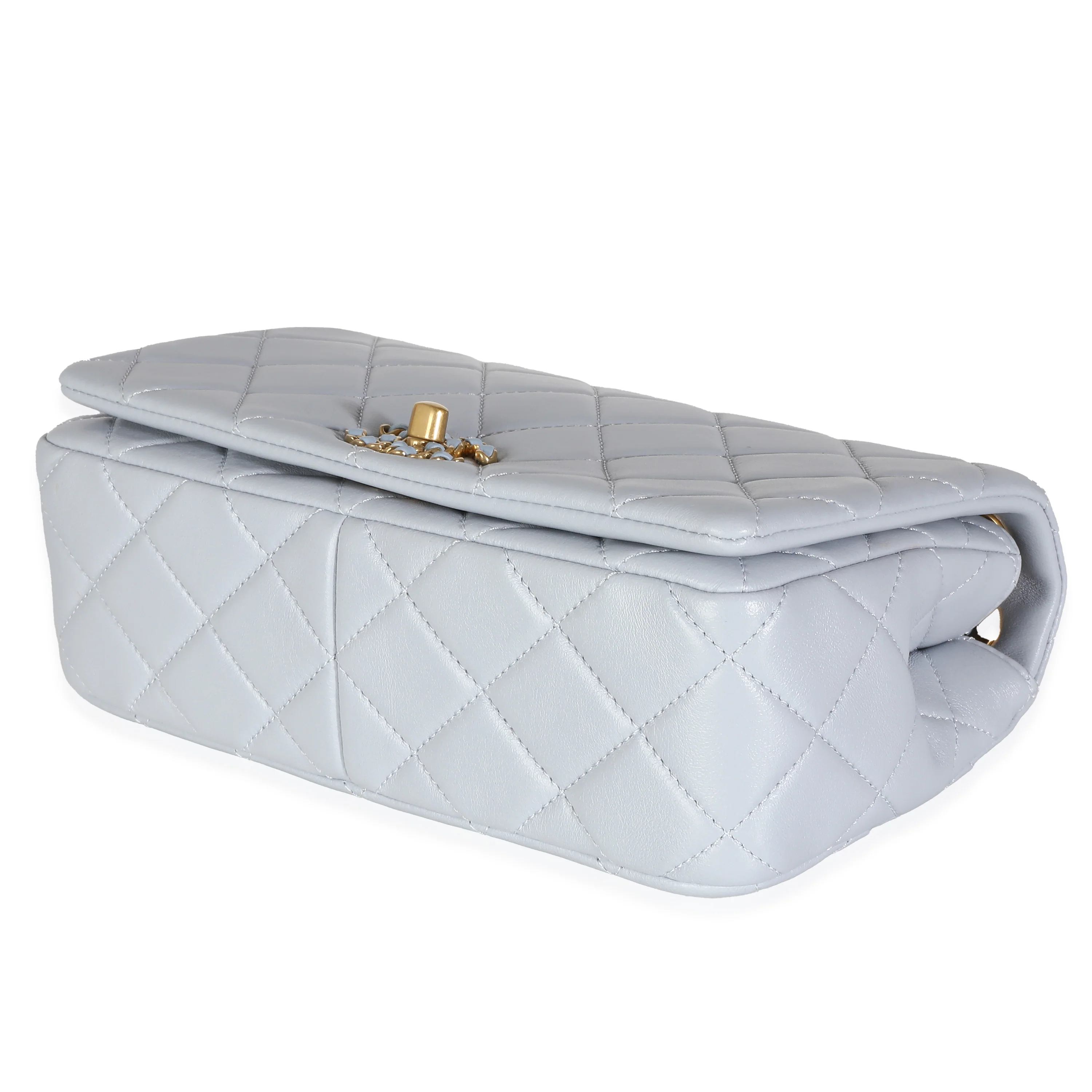 Lilac Quilted Lambskin Woven CC Full Flap Bag - Image 6