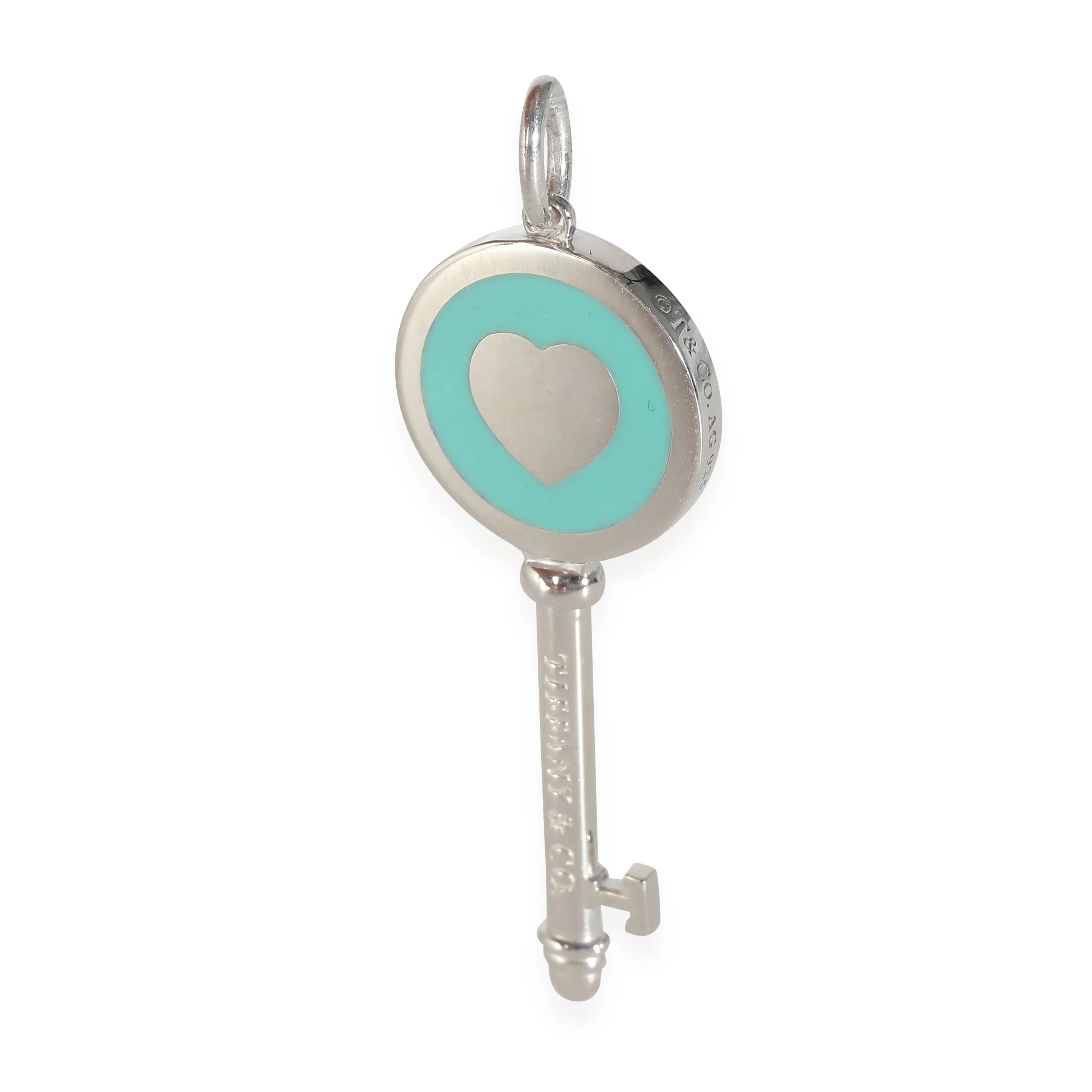 Key Collection Blue Enamel Heart Pendant in  Sterling Silver - Image 4