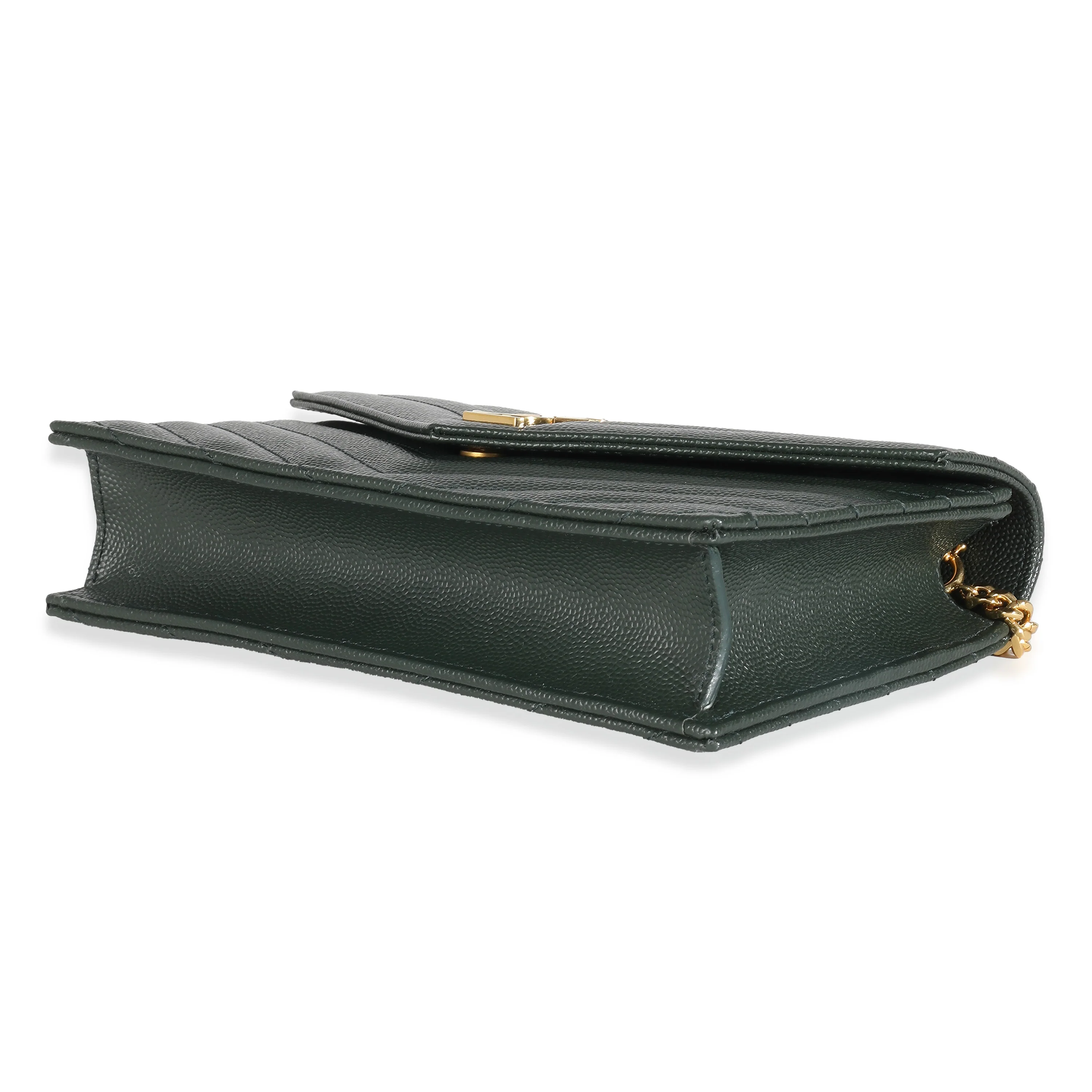 Dark Emerald Grain De Poudre Envelope Chain Wallet - Image 7