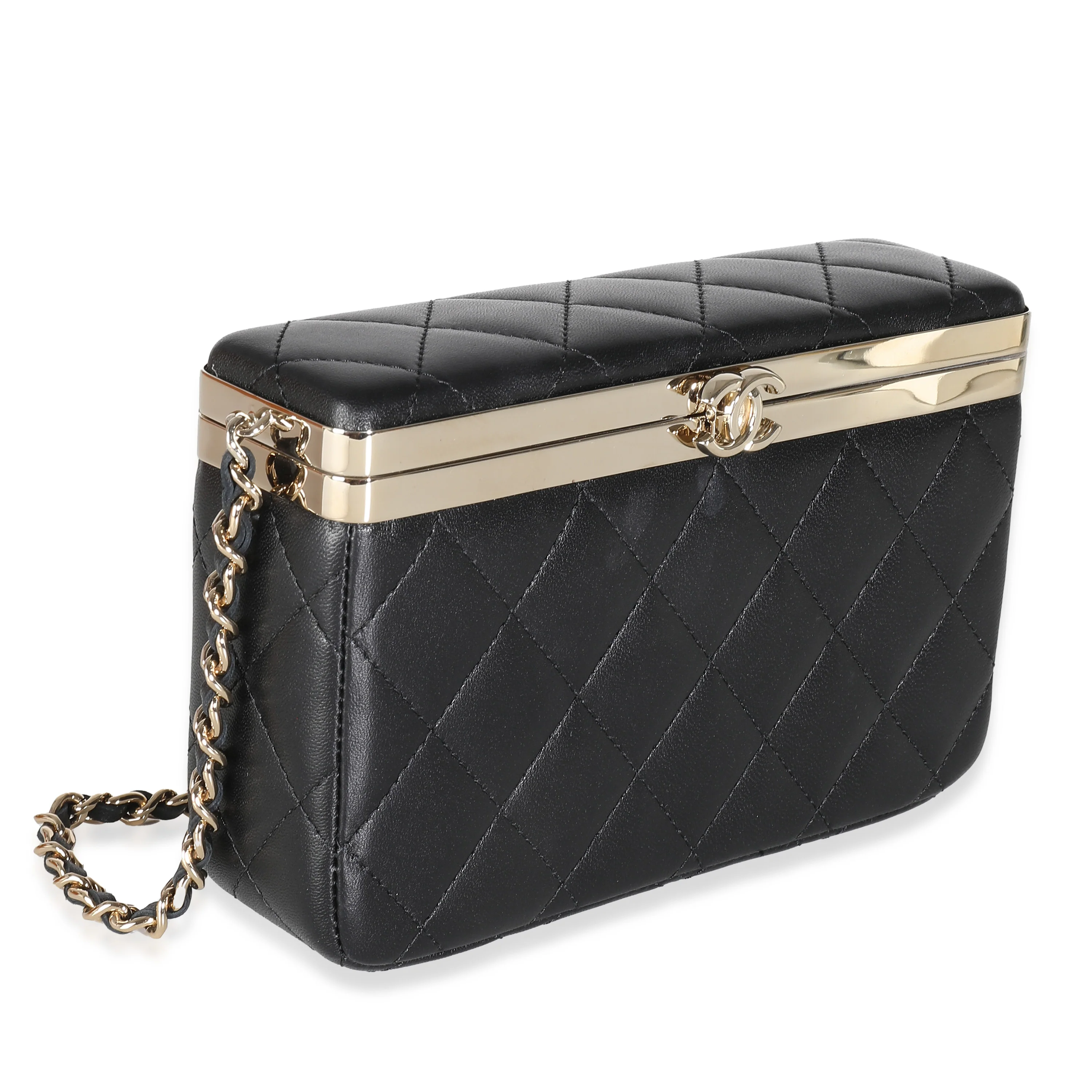 23S Black Quilted Lambskin Vanity Case With Chain - Image 3