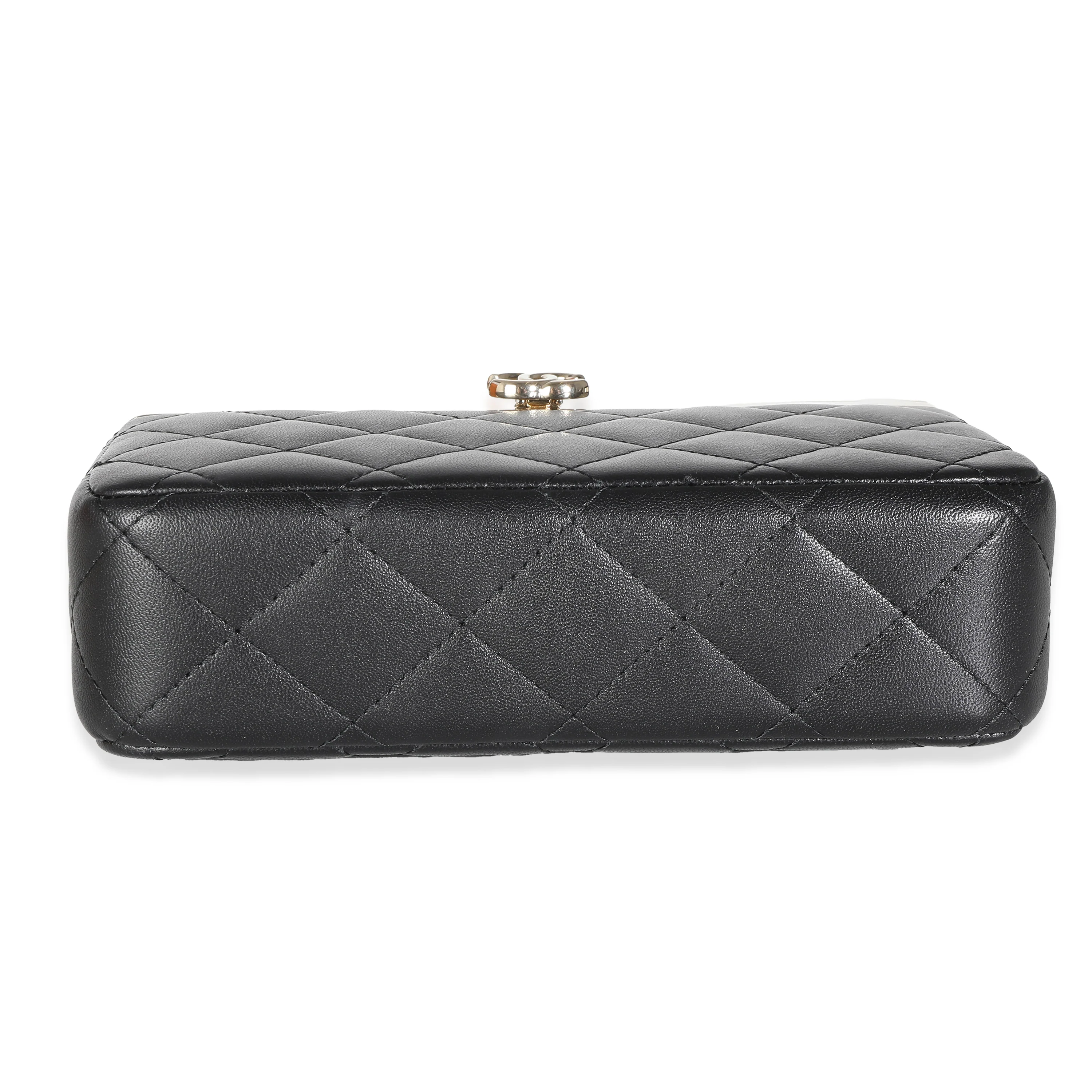 23S Black Quilted Lambskin Vanity Case With Chain - Image 5