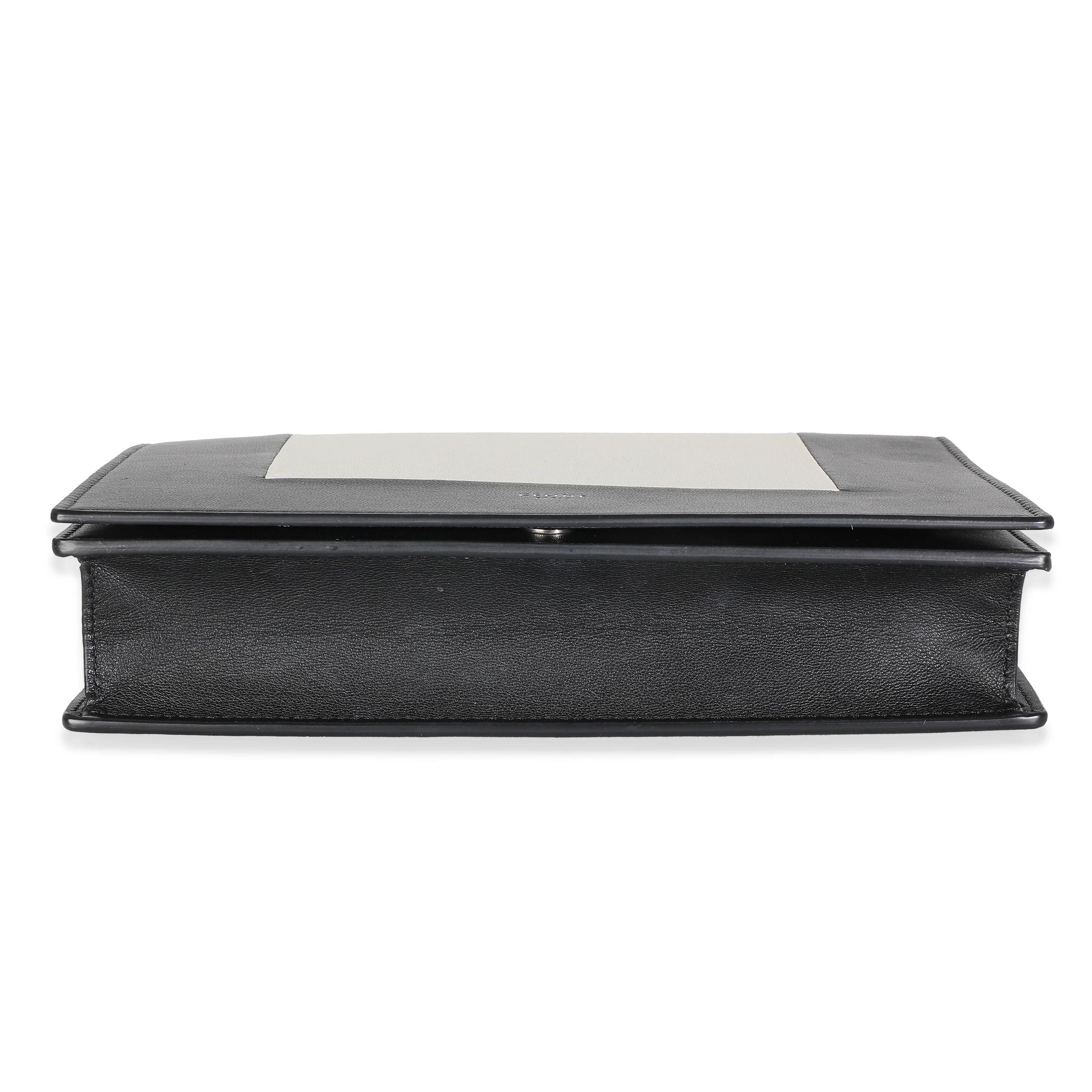 Black White Smooth Calfskin Frame Clutch - Image 5
