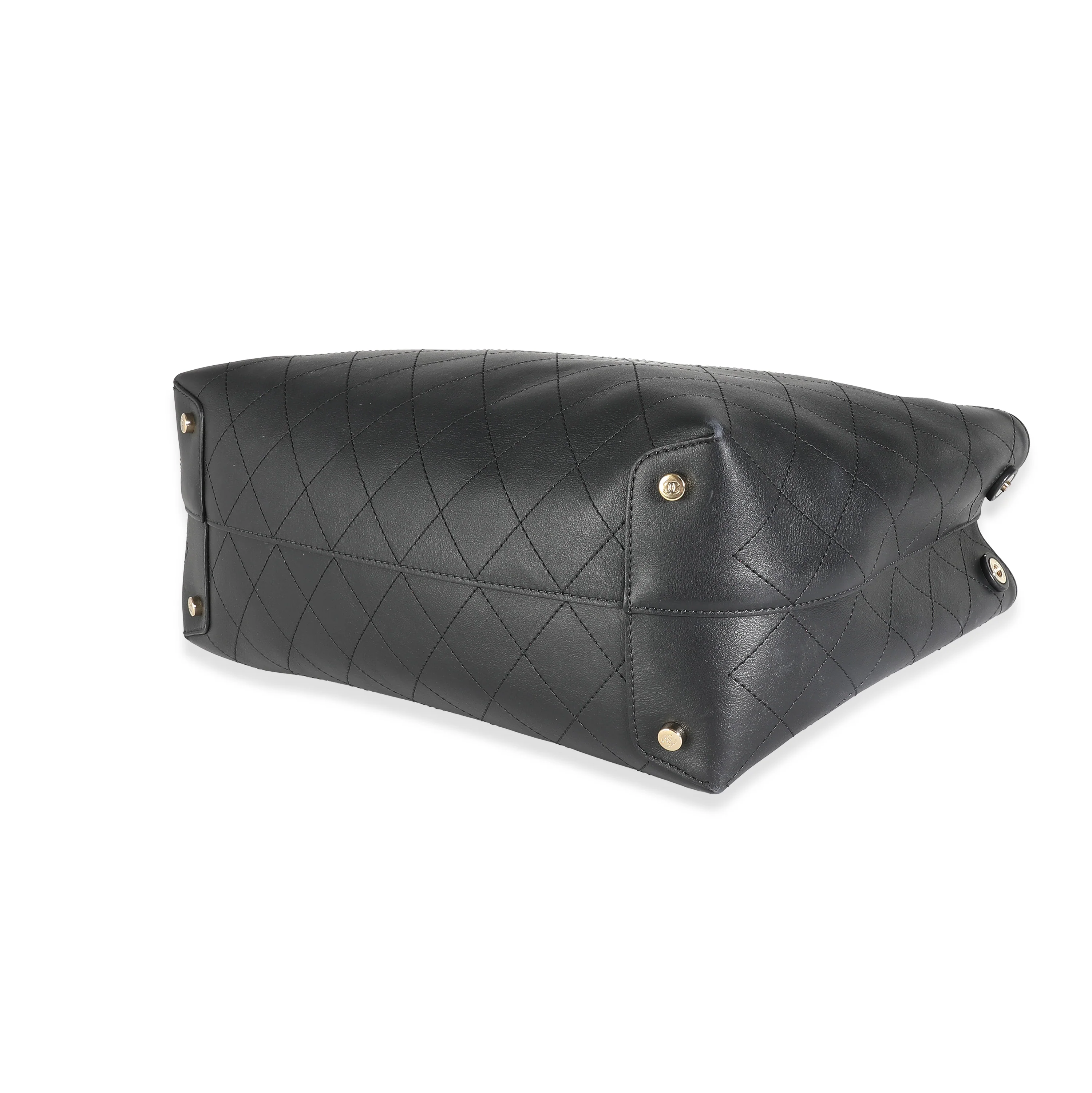 Black Quilted Calfskin Large Serial Shopper Tote - Image 7