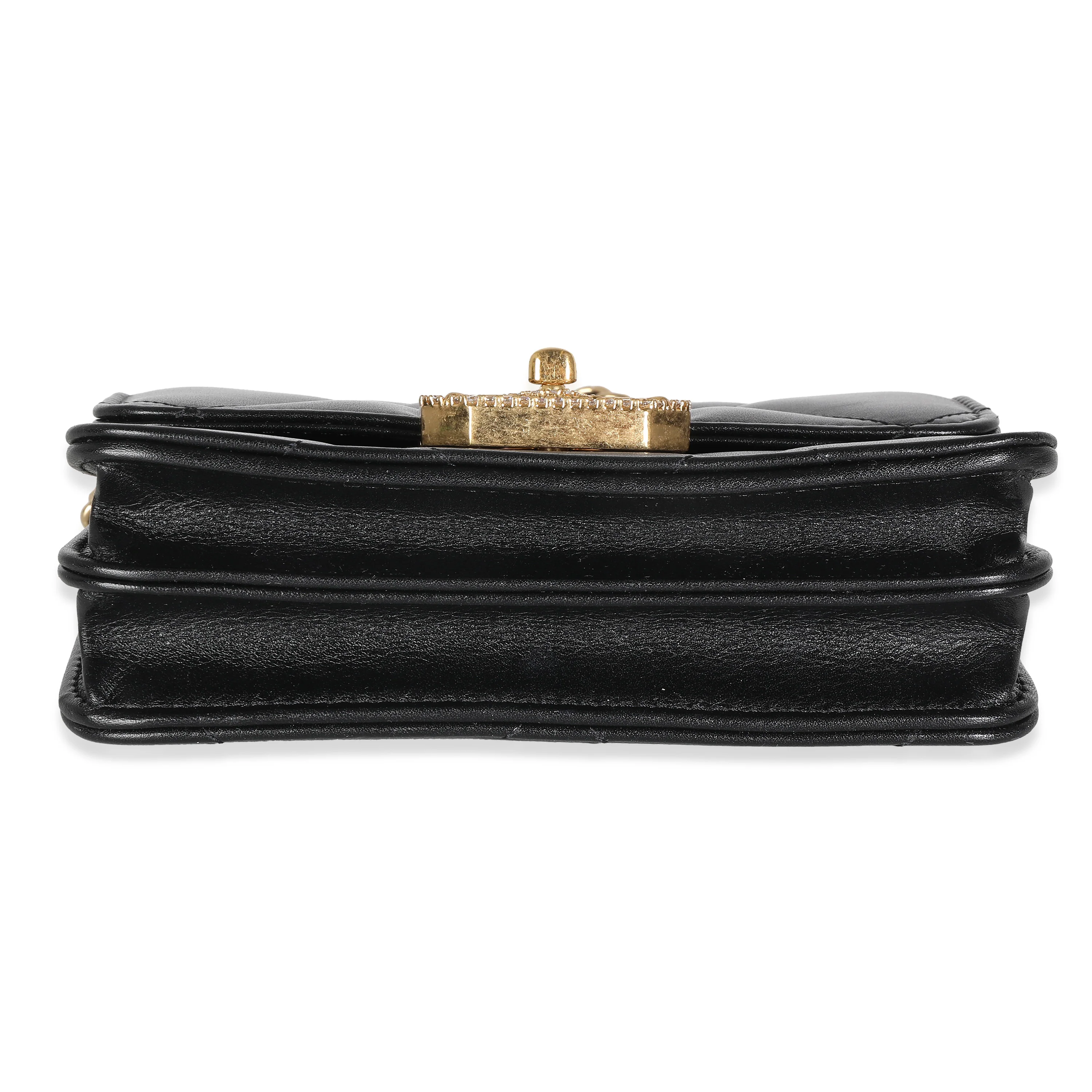 Black Quilted Calfskin Strass Mini Flap Bag - Image 4