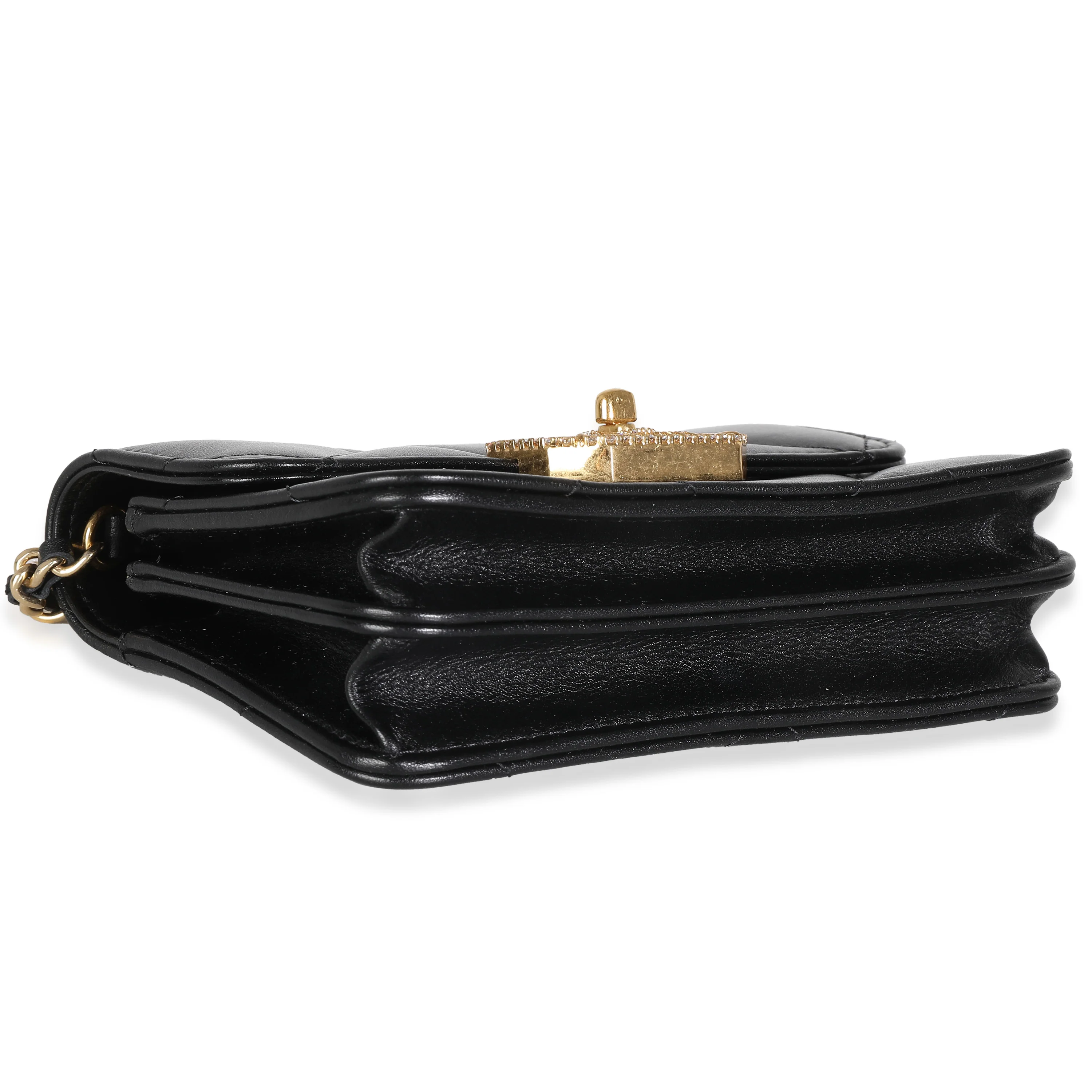 Black Quilted Calfskin Strass Mini Flap Bag - Image 5