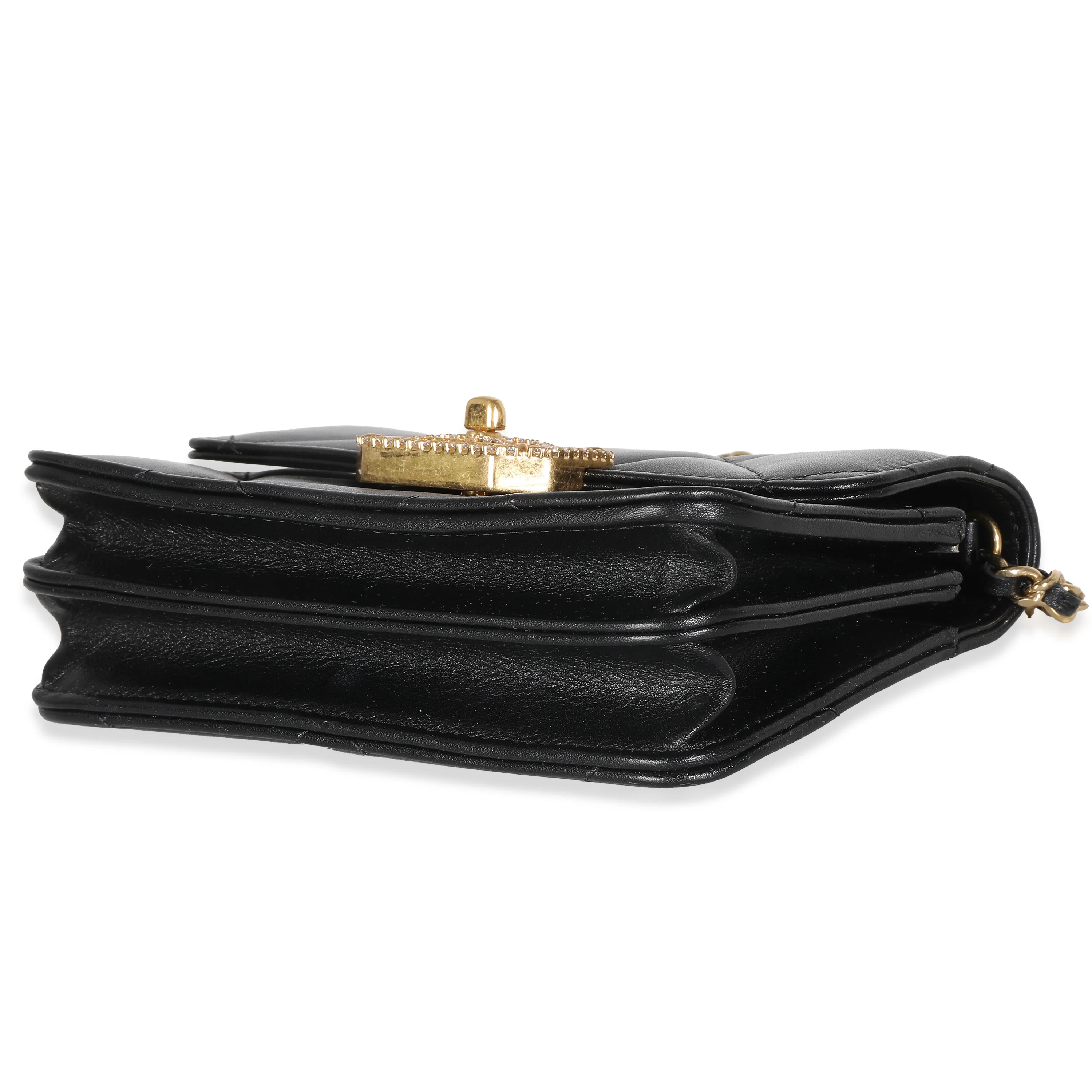 Black Quilted Calfskin Strass Mini Flap Bag - Image 6