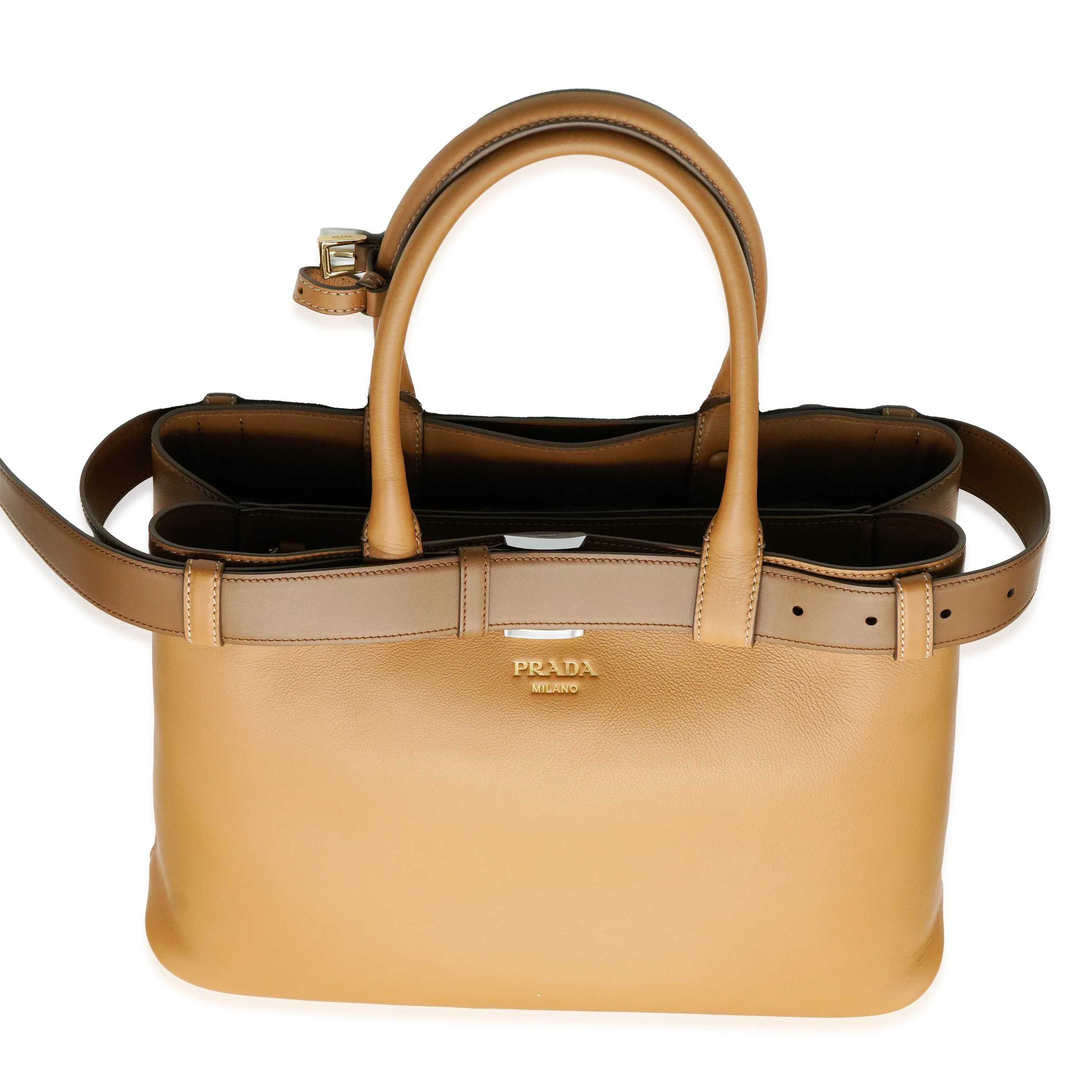 Caramel Leather Large Buckle Tote