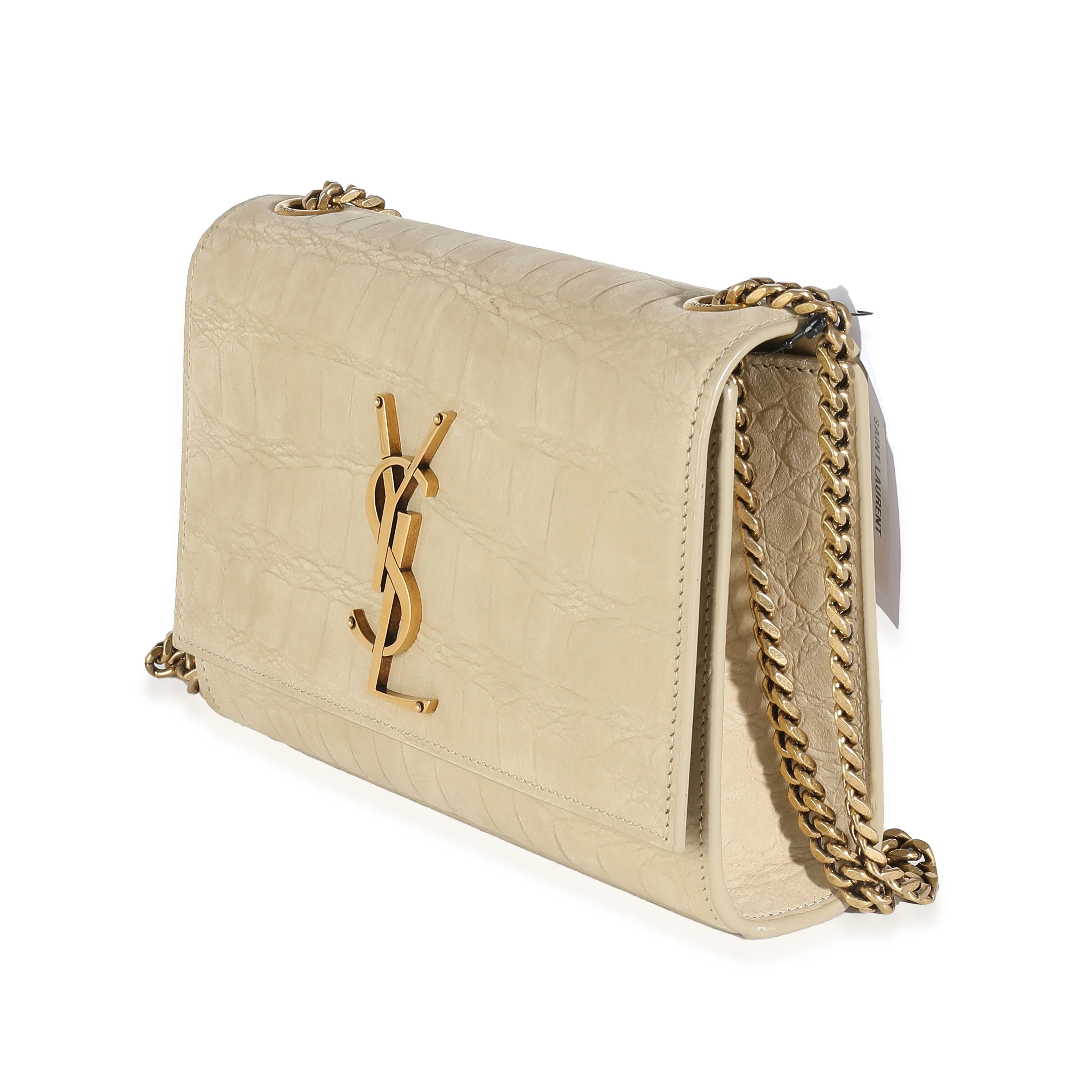 Nougat Beige Croc Embossed Suede Small Kate Chain Bag - Image 2