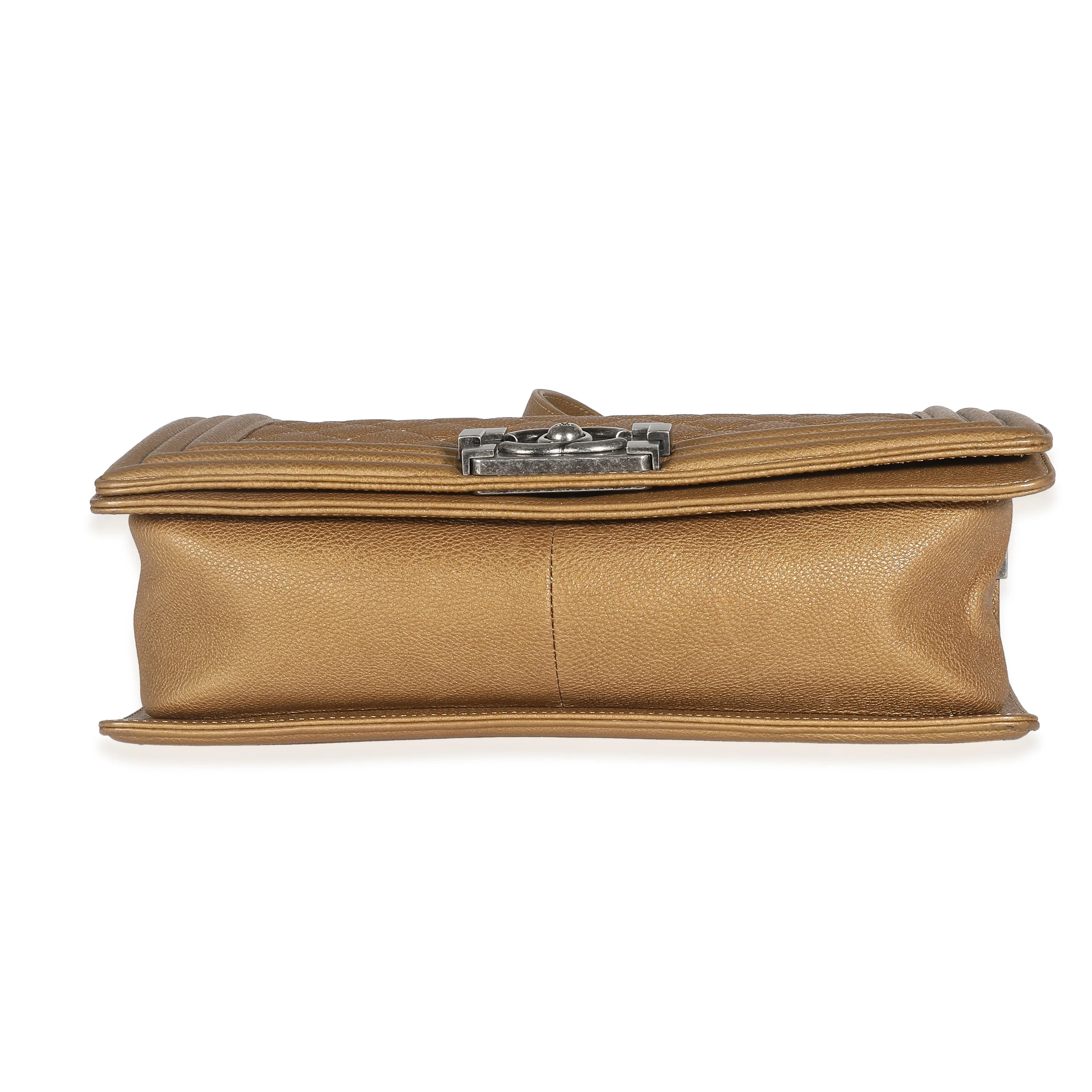 Dark Gold Quilted Caviar Old Medium Boy Bag - Image 5