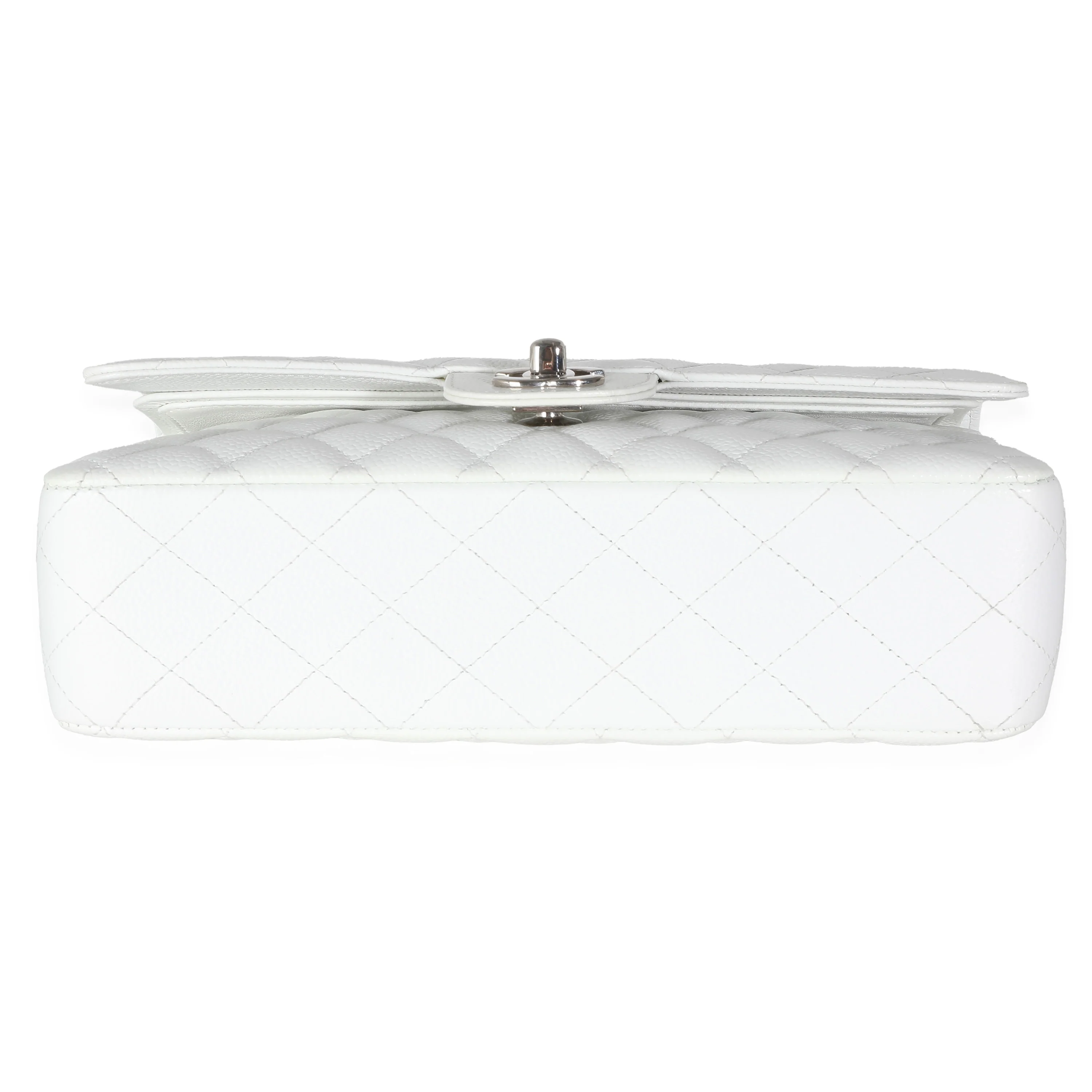 White Quilted Medium Classic Double Flap Bag - Image 4