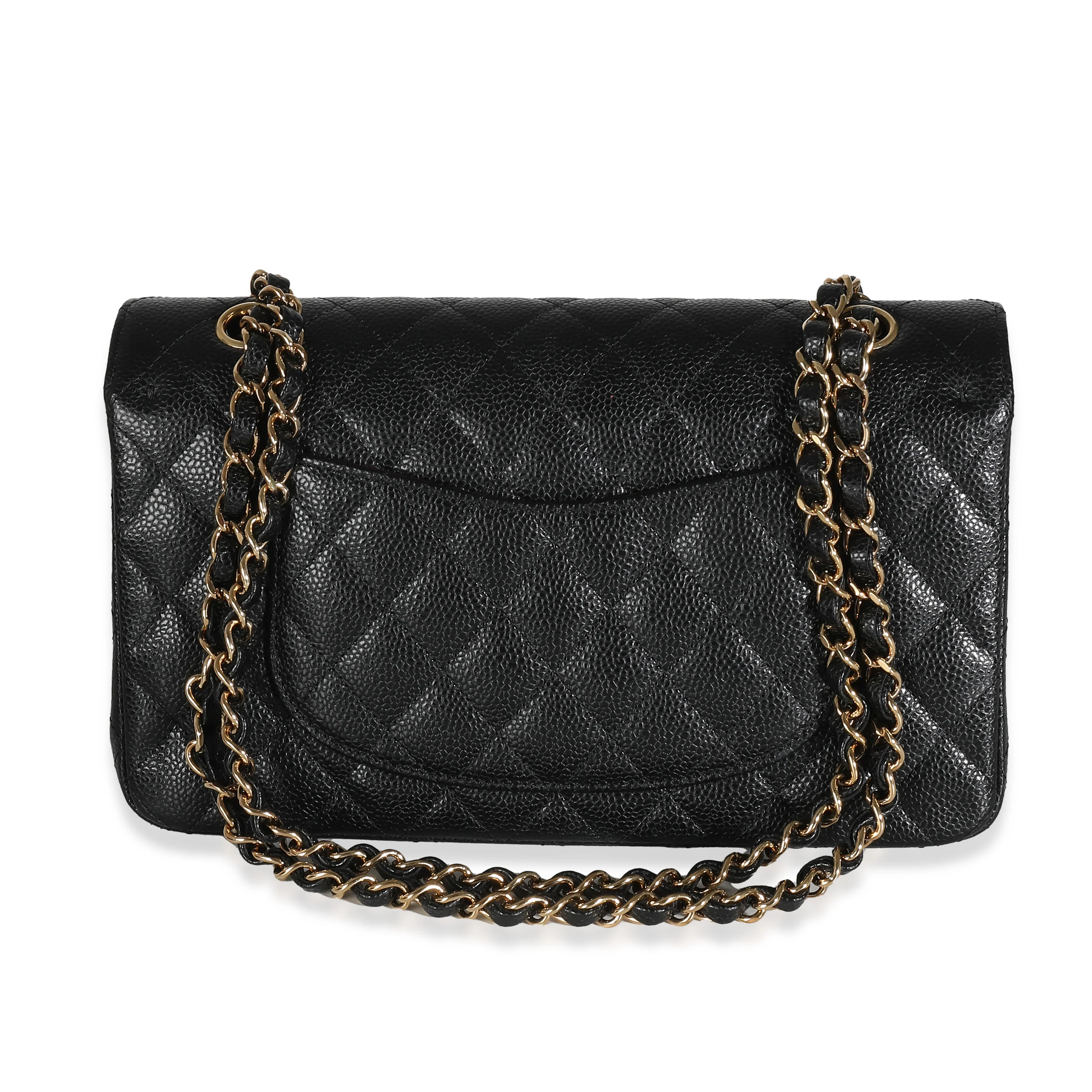 Black Quilted Caviar Medium Classic Double Flap Handbag - Image 5
