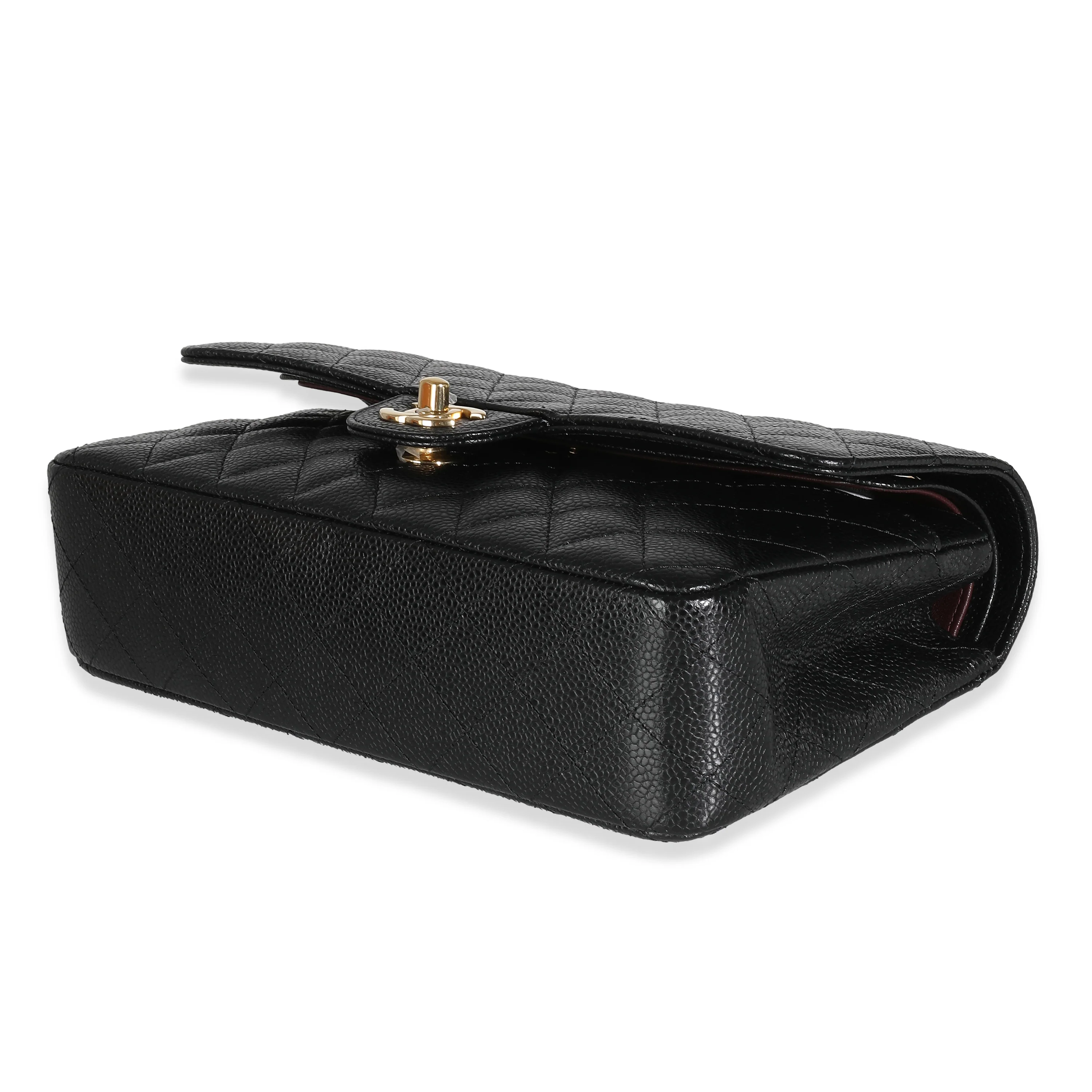 Black Quilted Caviar Medium Classic Double Flap Handbag - Image 6