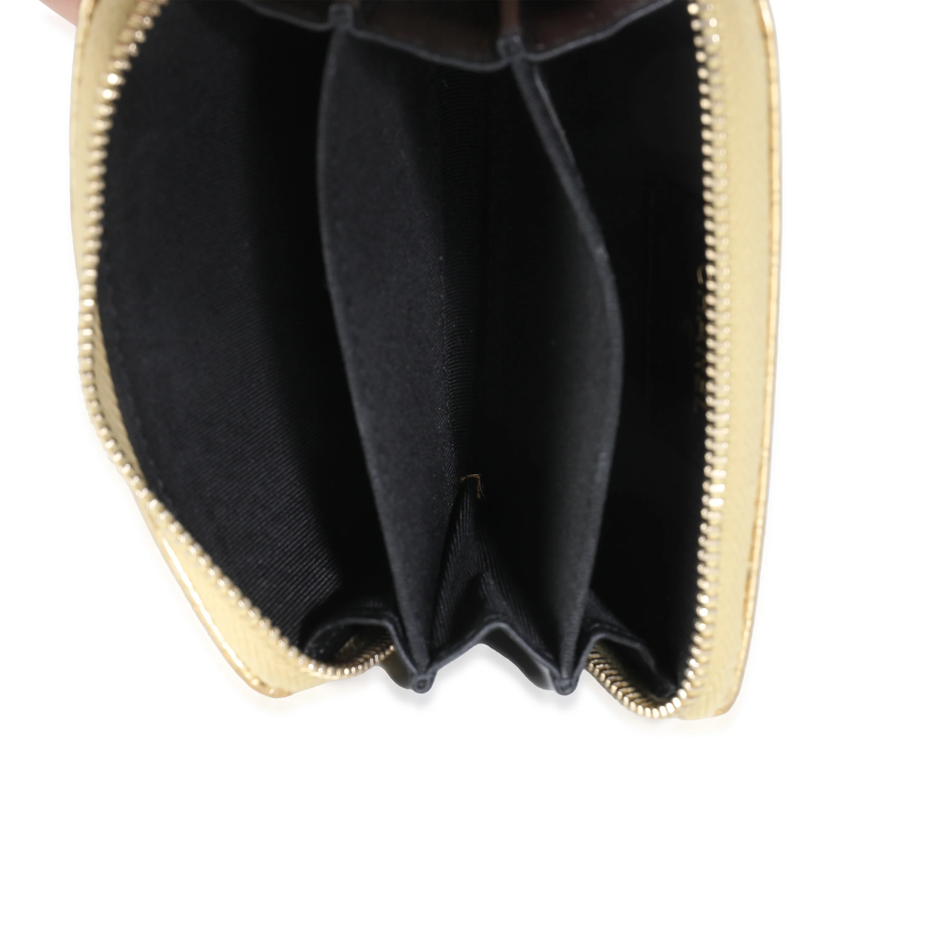 Gold Metallic Croc Embossed Calfskin Zip Around Card Case - Image 6