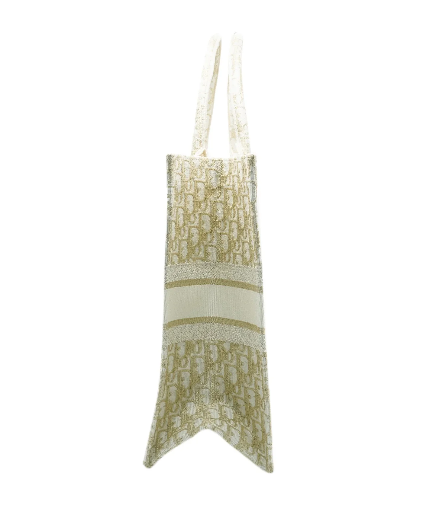 White Gold Oblique Embroidery Large Book Tote - Image 2
