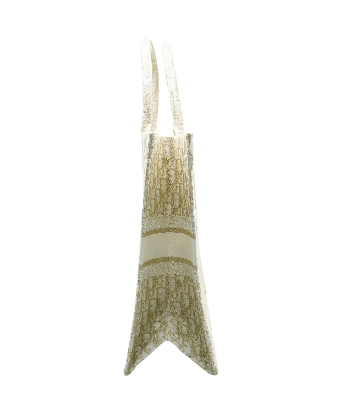 White Gold Oblique Embroidery Large Book Tote - Image 3