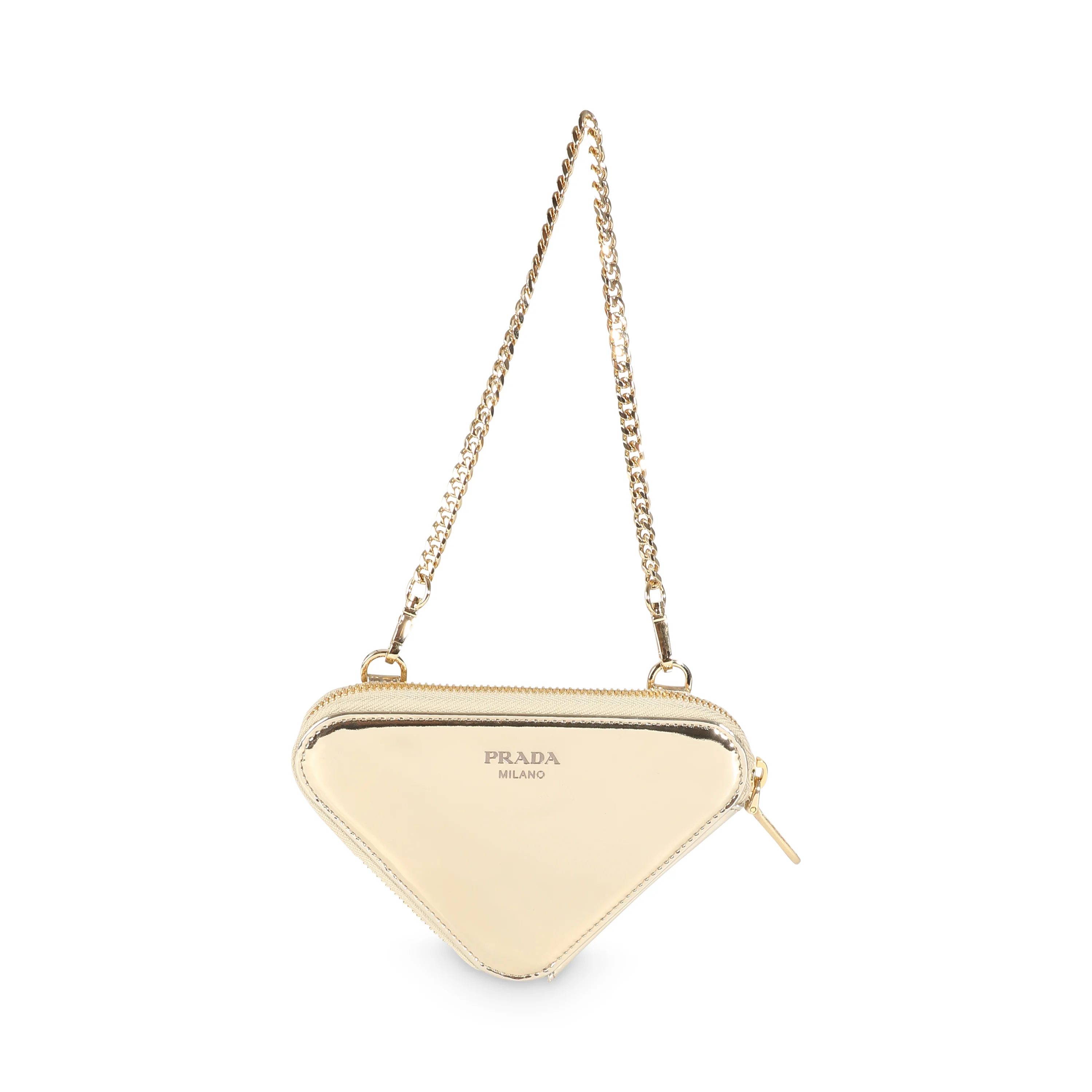 Gold Satin Crystal Embellished Mini Triangular Pouch - Image 3