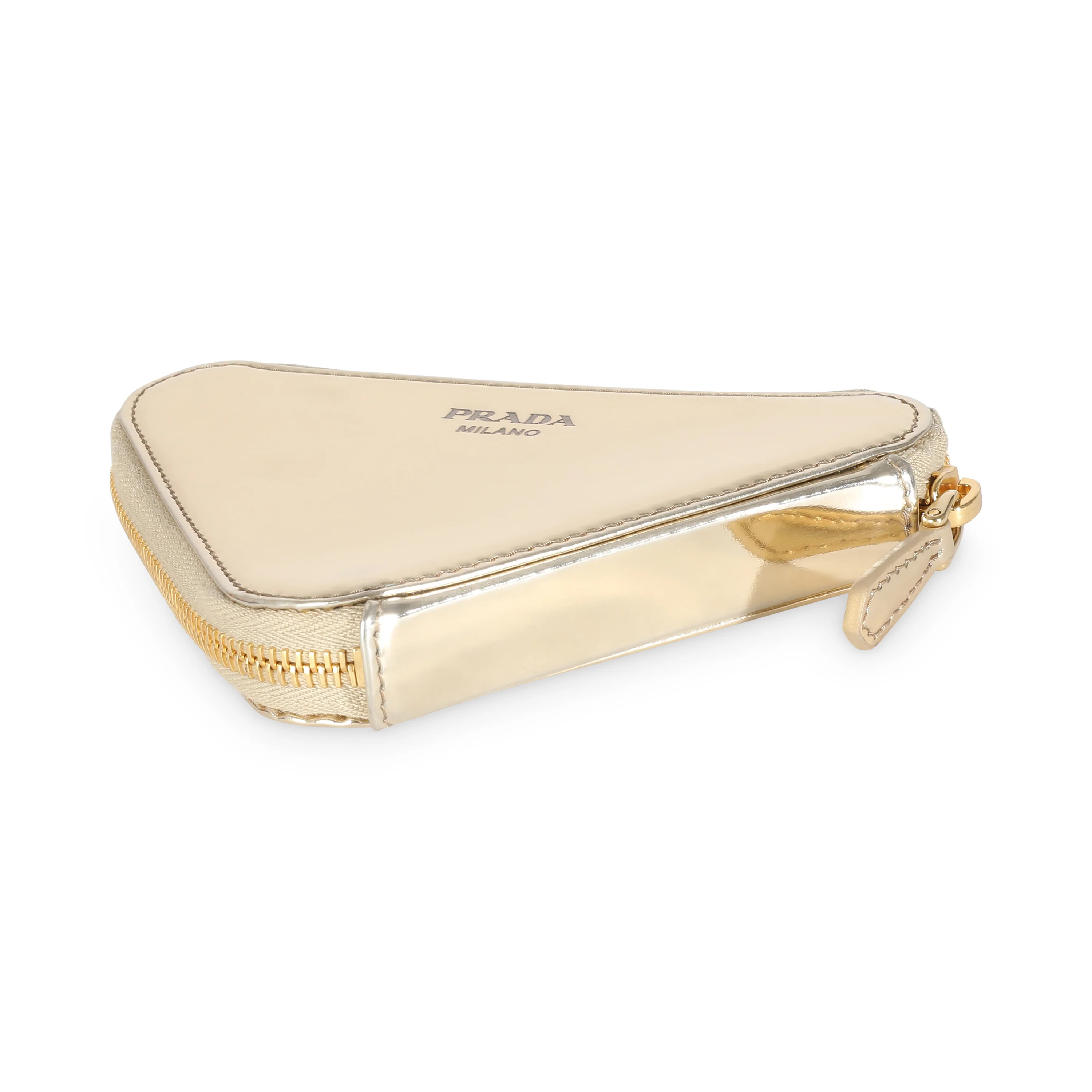 Gold Satin Crystal Embellished Mini Triangular Pouch - Image 5