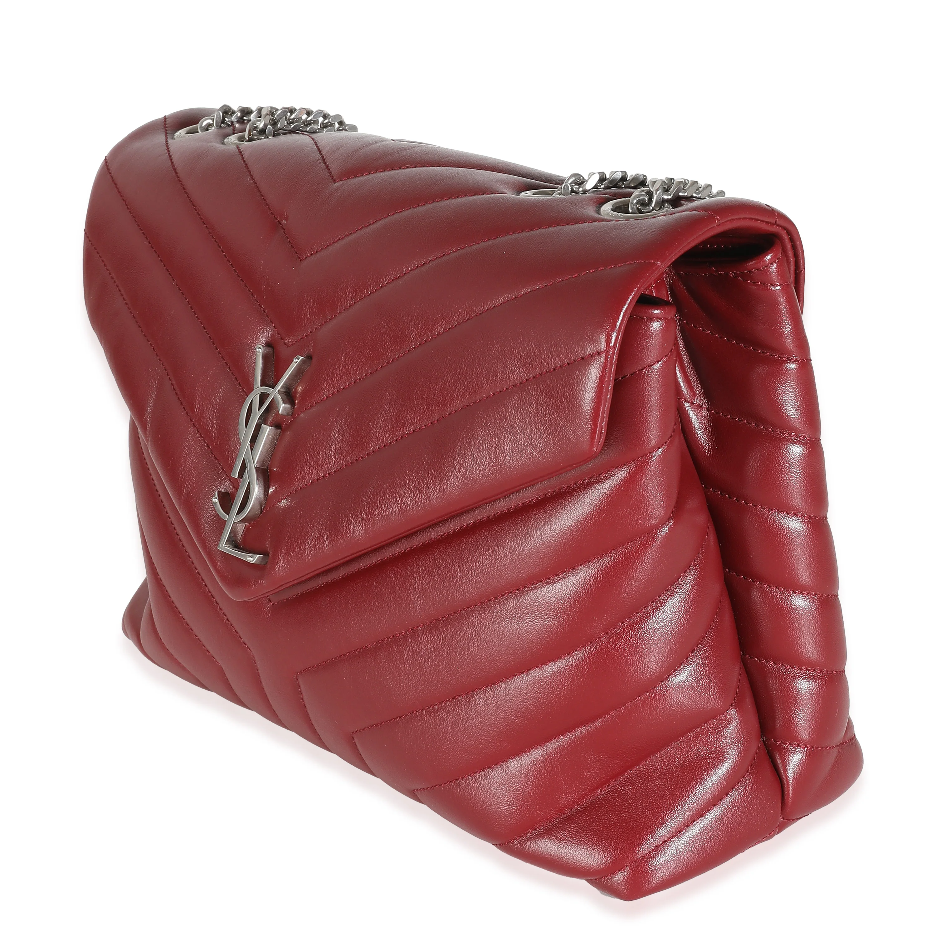 Burgundy Calfskin Medium Loulou Chain Bag - Image 2