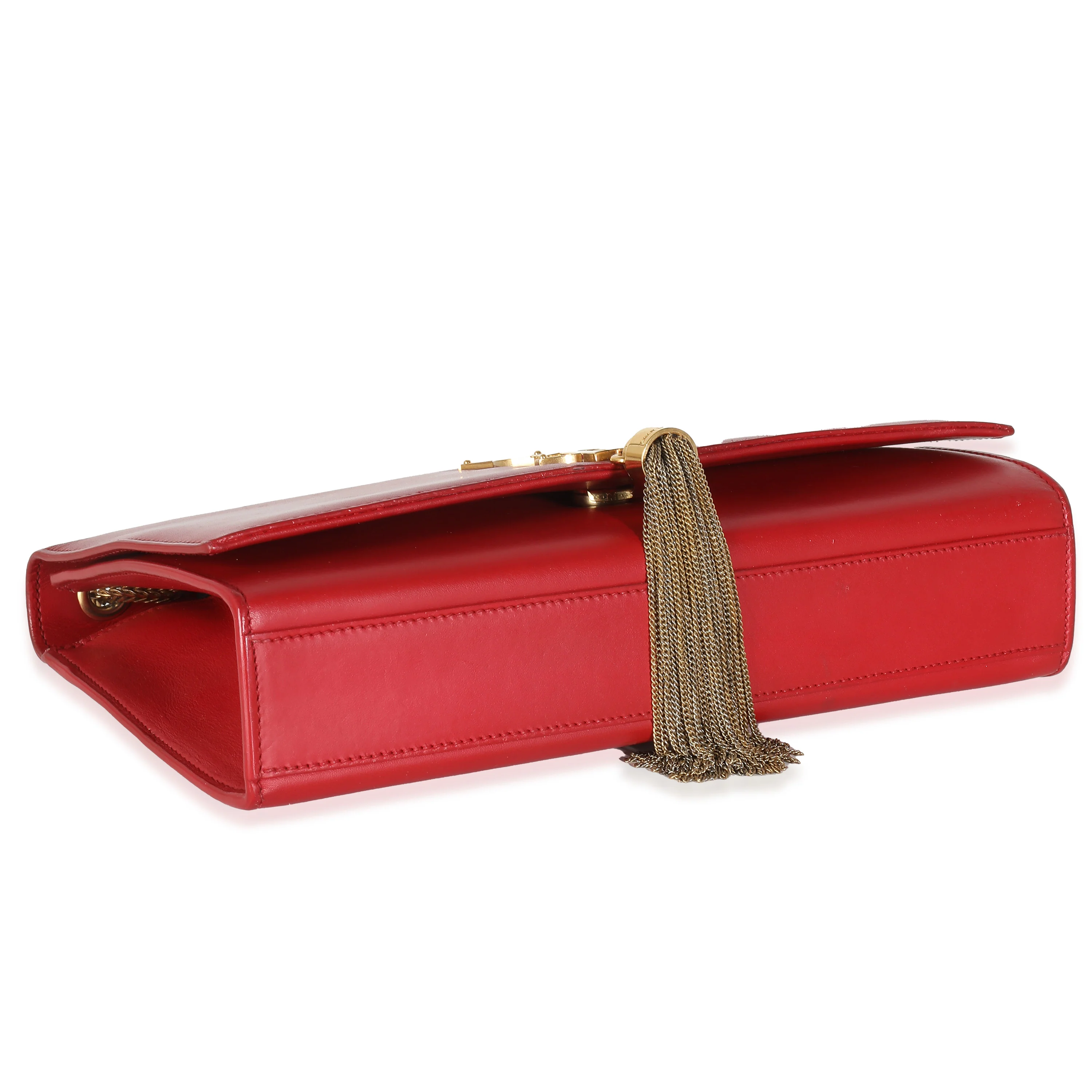 Red Smooth Calfskin Medium Classic Monogram Kate Tassel Satchel - Image 6