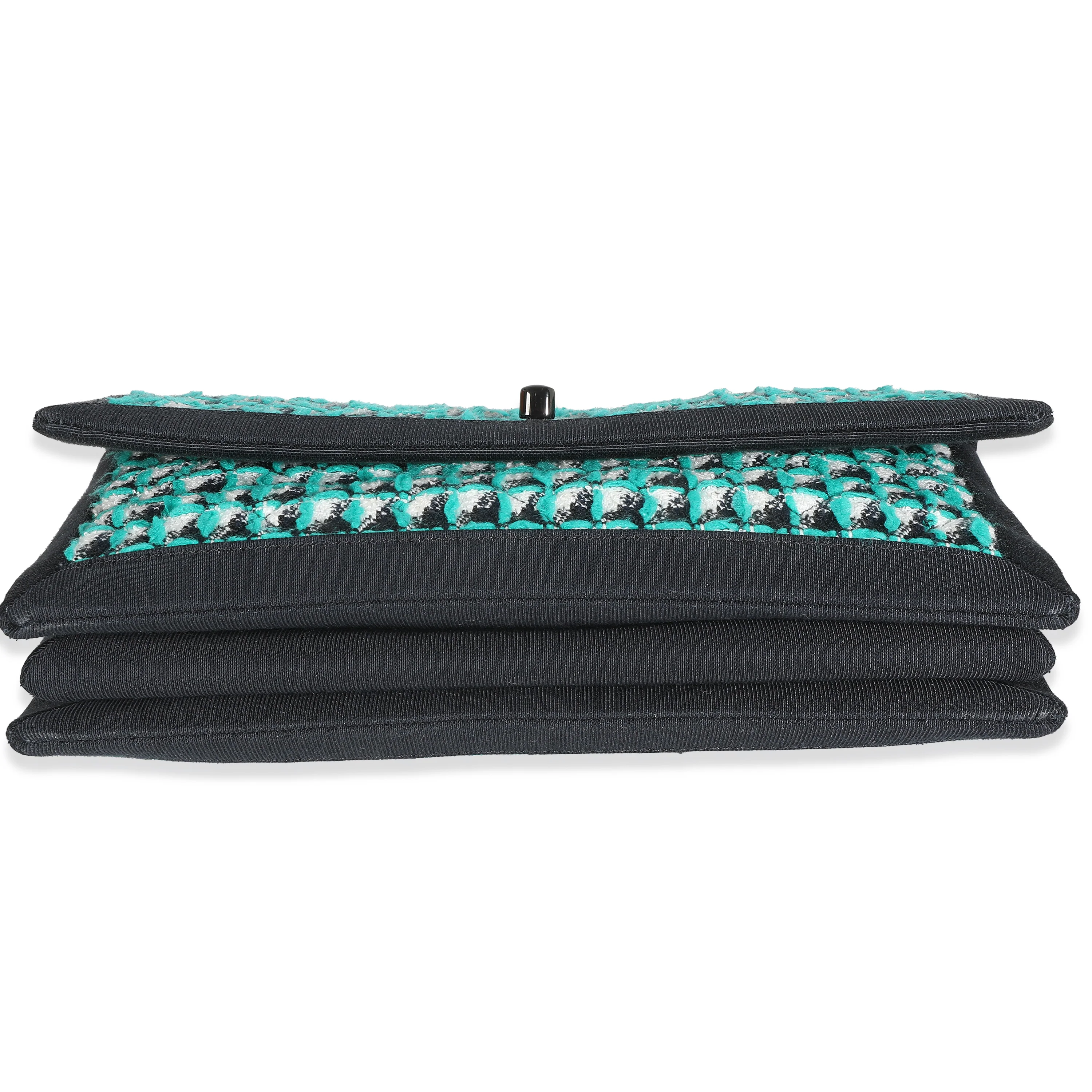Green White Black Tweed CC Flap Bag - Image 5