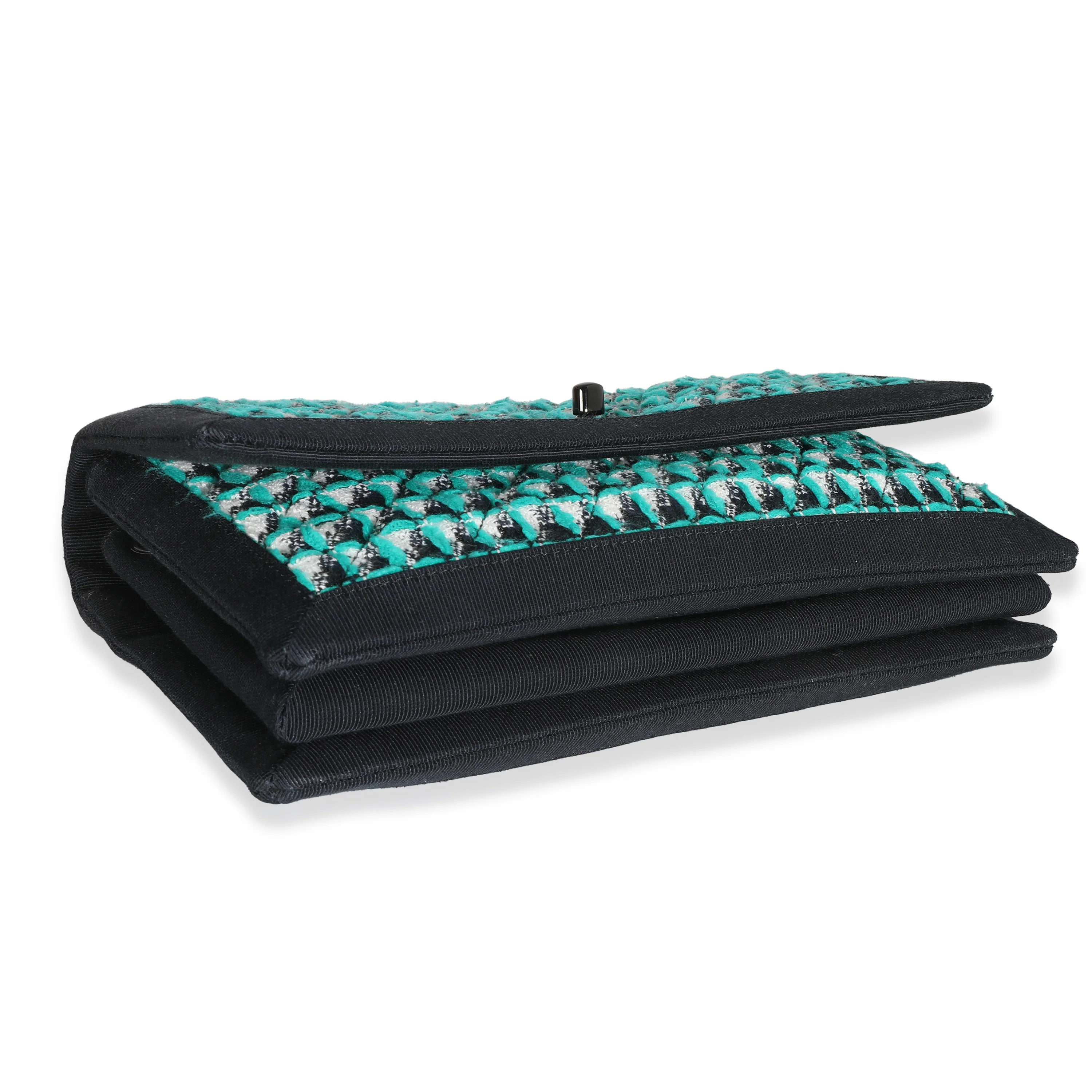 Green White Black Tweed CC Flap Bag - Image 6