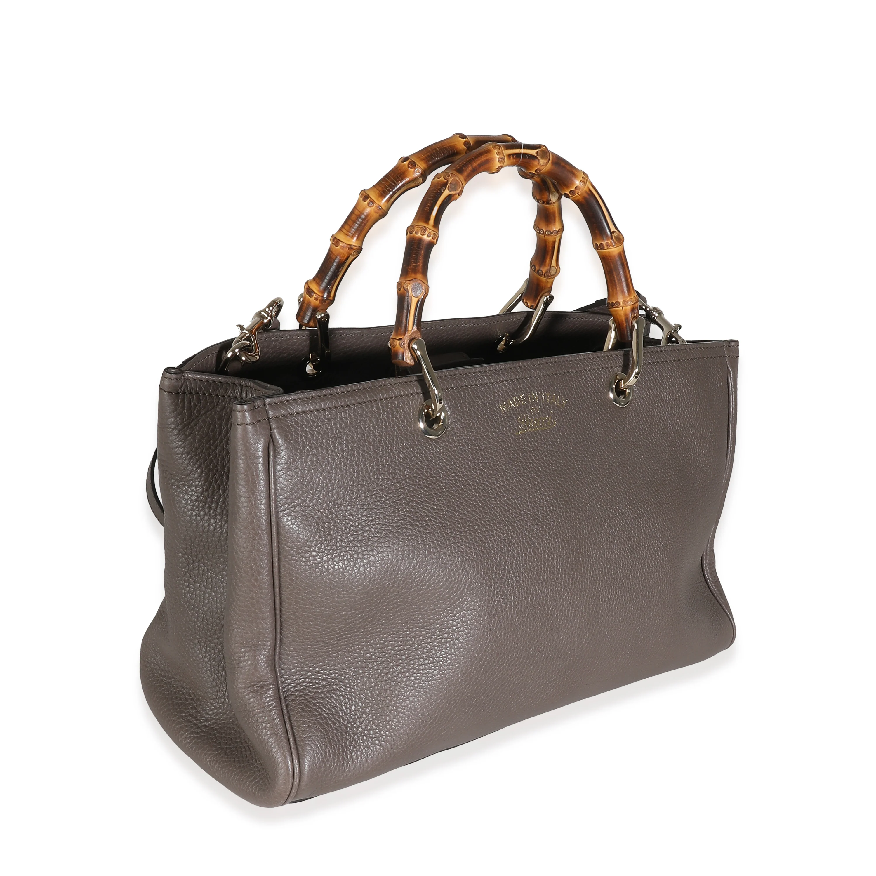 Taupe Pebbled Calfskin Medium Bamboo Shopper - Image 3