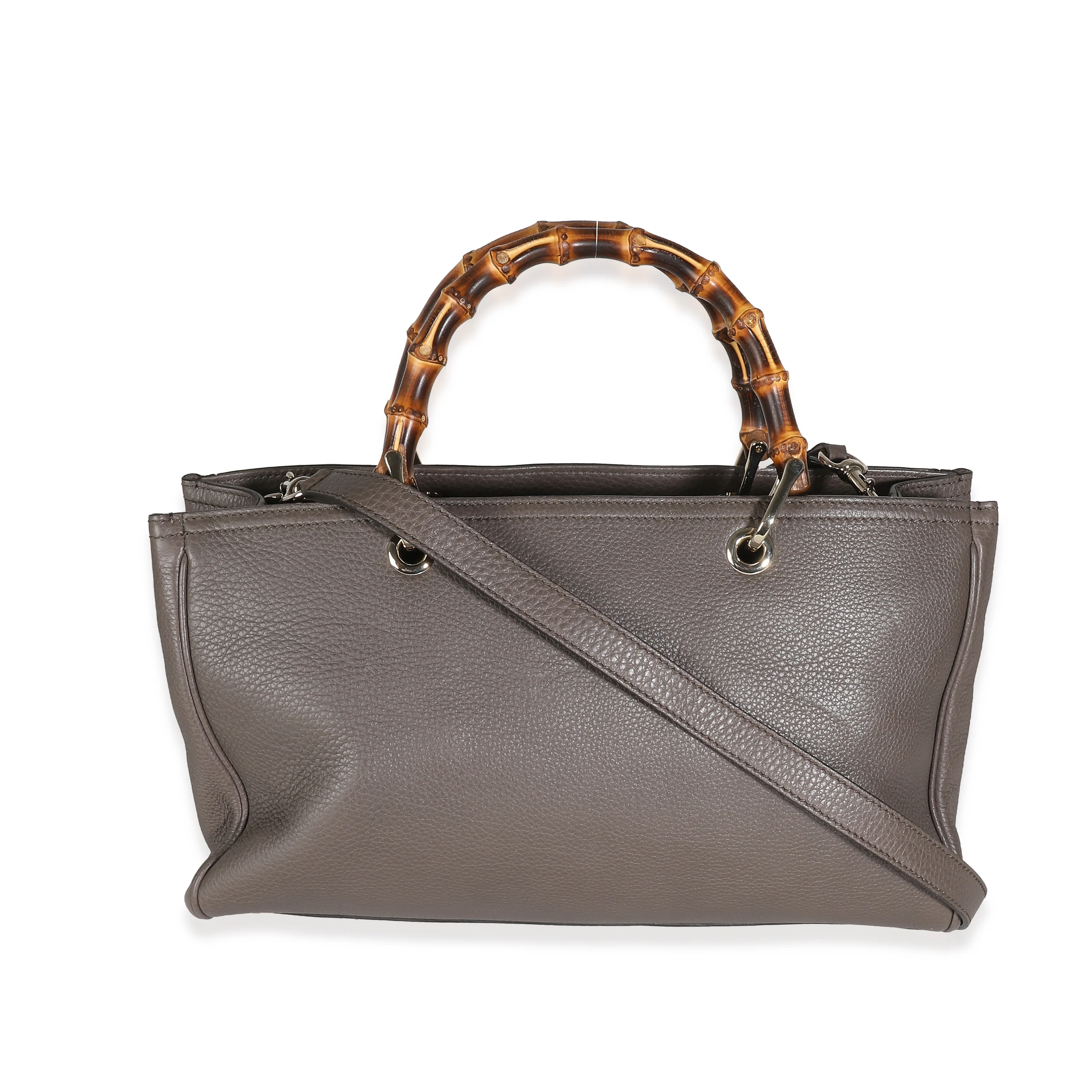 Taupe Pebbled Calfskin Medium Bamboo Shopper - Image 4