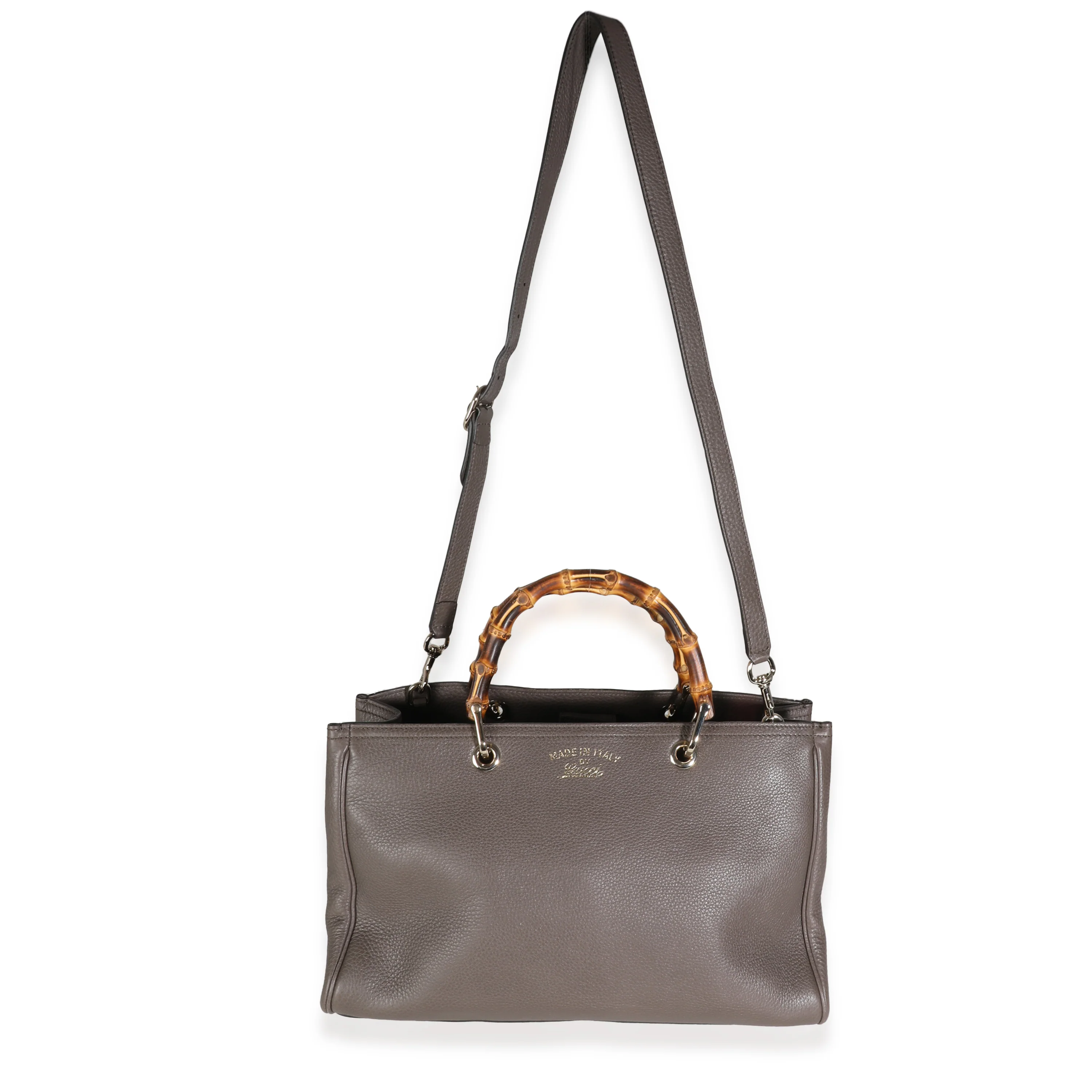 Taupe Pebbled Calfskin Medium Bamboo Shopper - Image 5