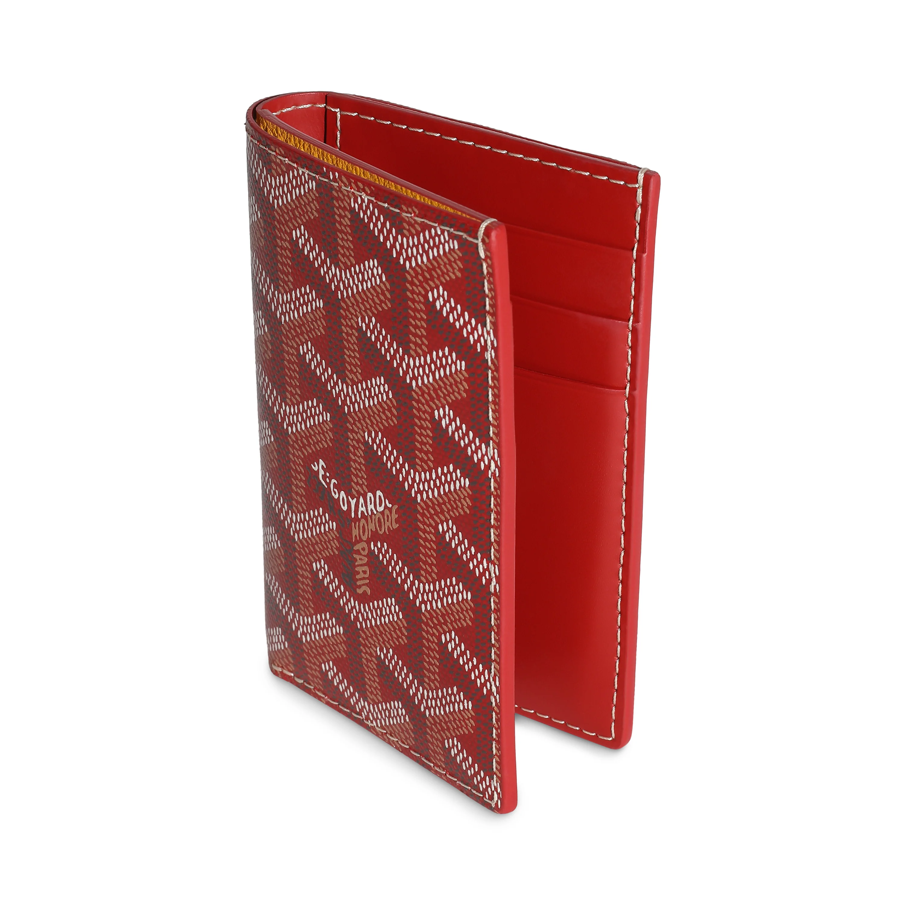 Red Goyardine Canvas Saint Pierre Card Holder - Image 2