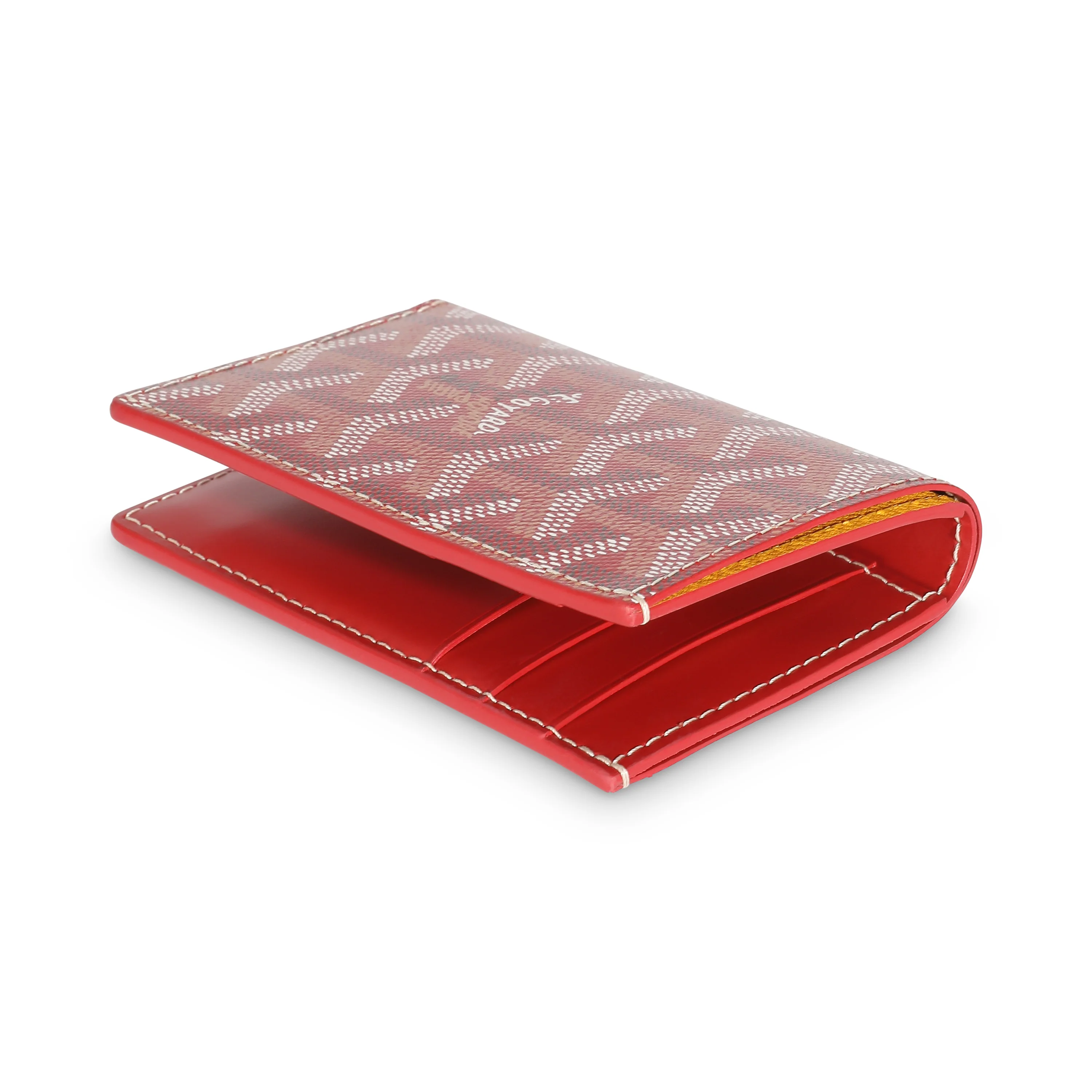 Red Goyardine Canvas Saint Pierre Card Holder - Image 7