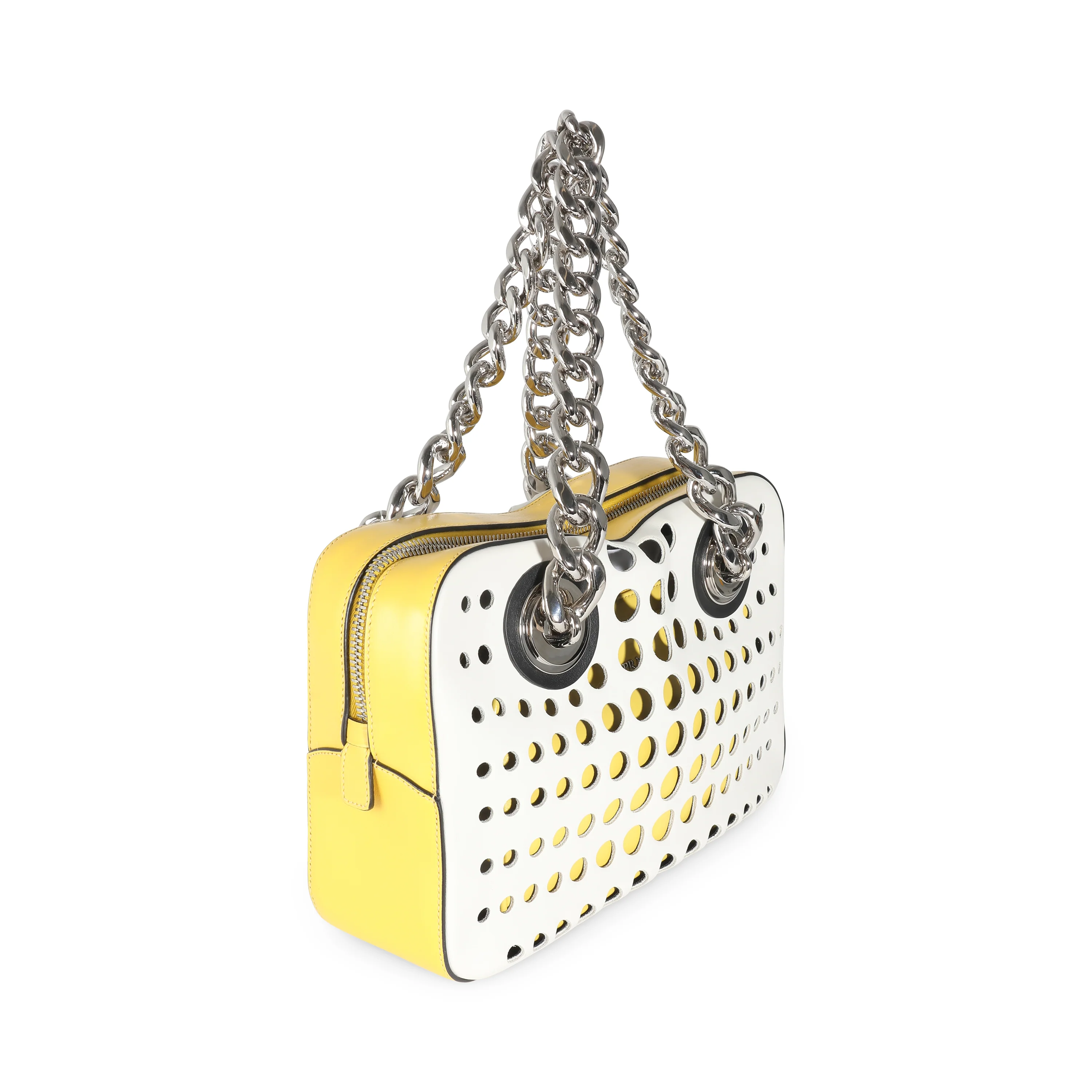 White Yellow Calfskin City Fori Chain Bag - Image 3