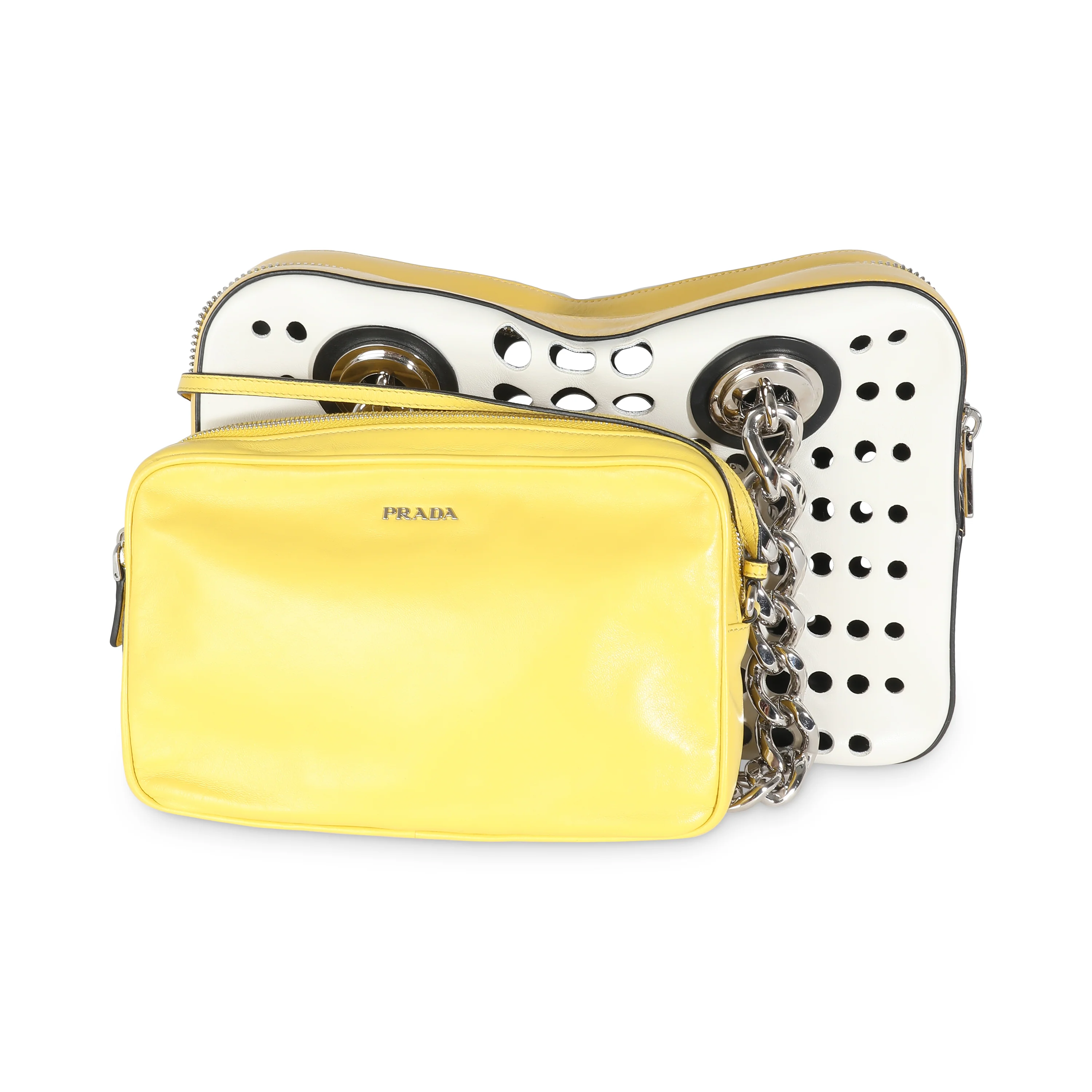 White Yellow Calfskin City Fori Chain Bag - Image 8