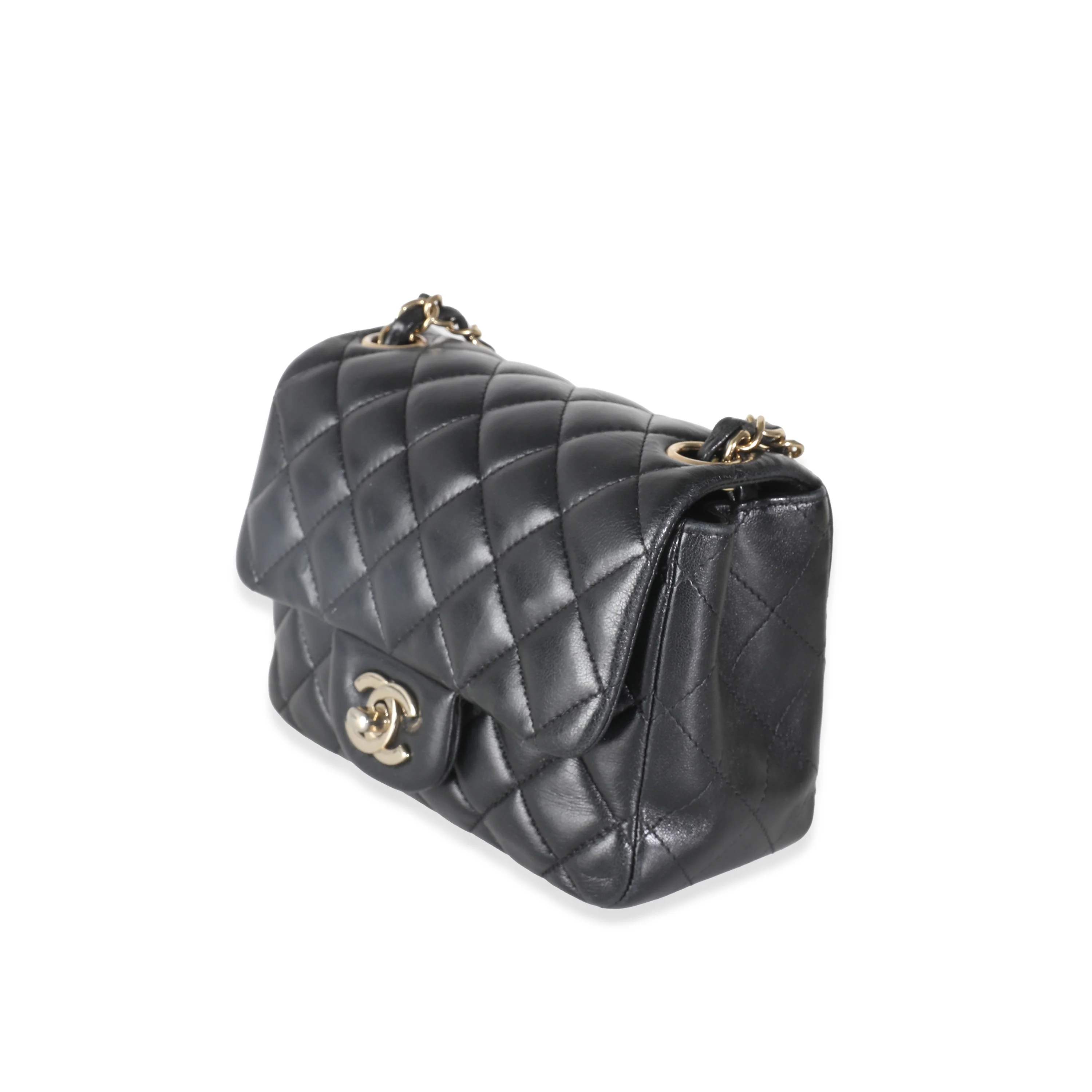 Black Quilted Lambskin Mini Square Flap Bag - Image 2