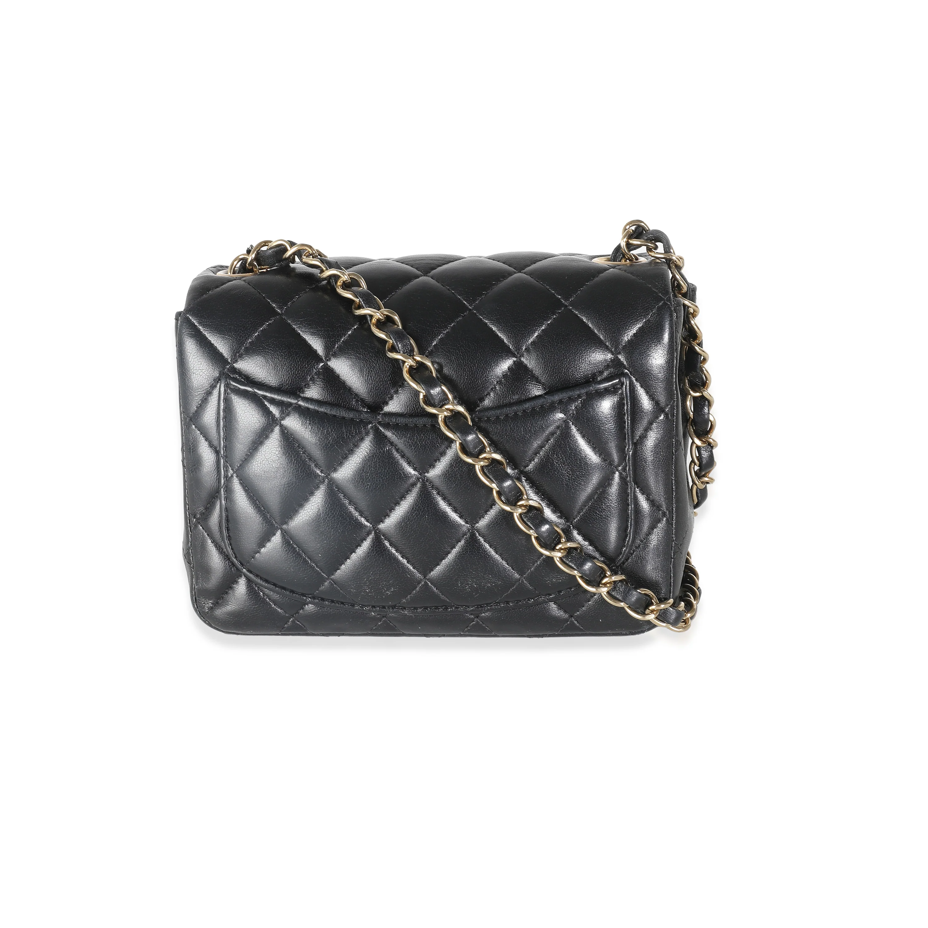 Black Quilted Lambskin Mini Square Flap Bag - Image 4