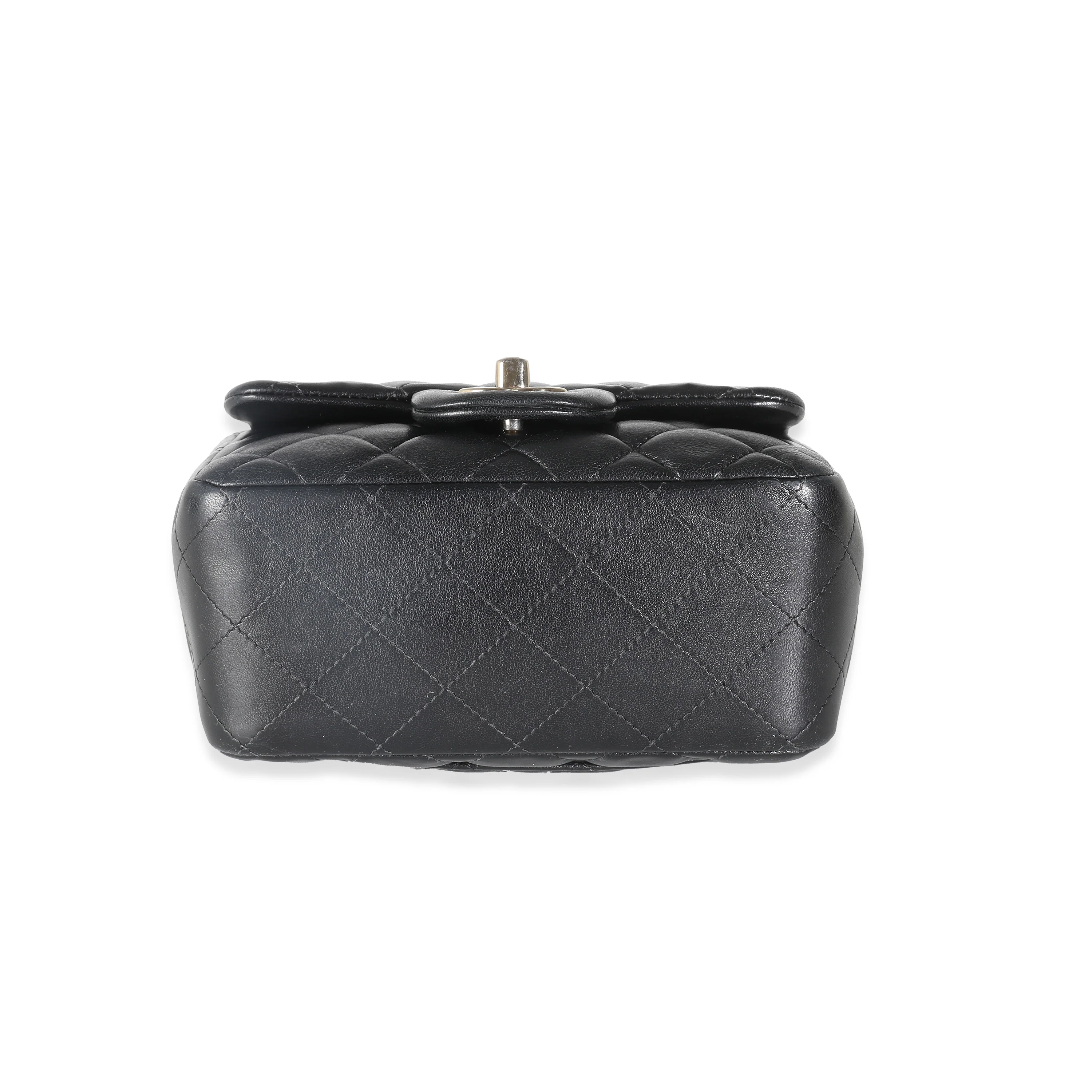 Black Quilted Lambskin Mini Square Flap Bag - Image 5