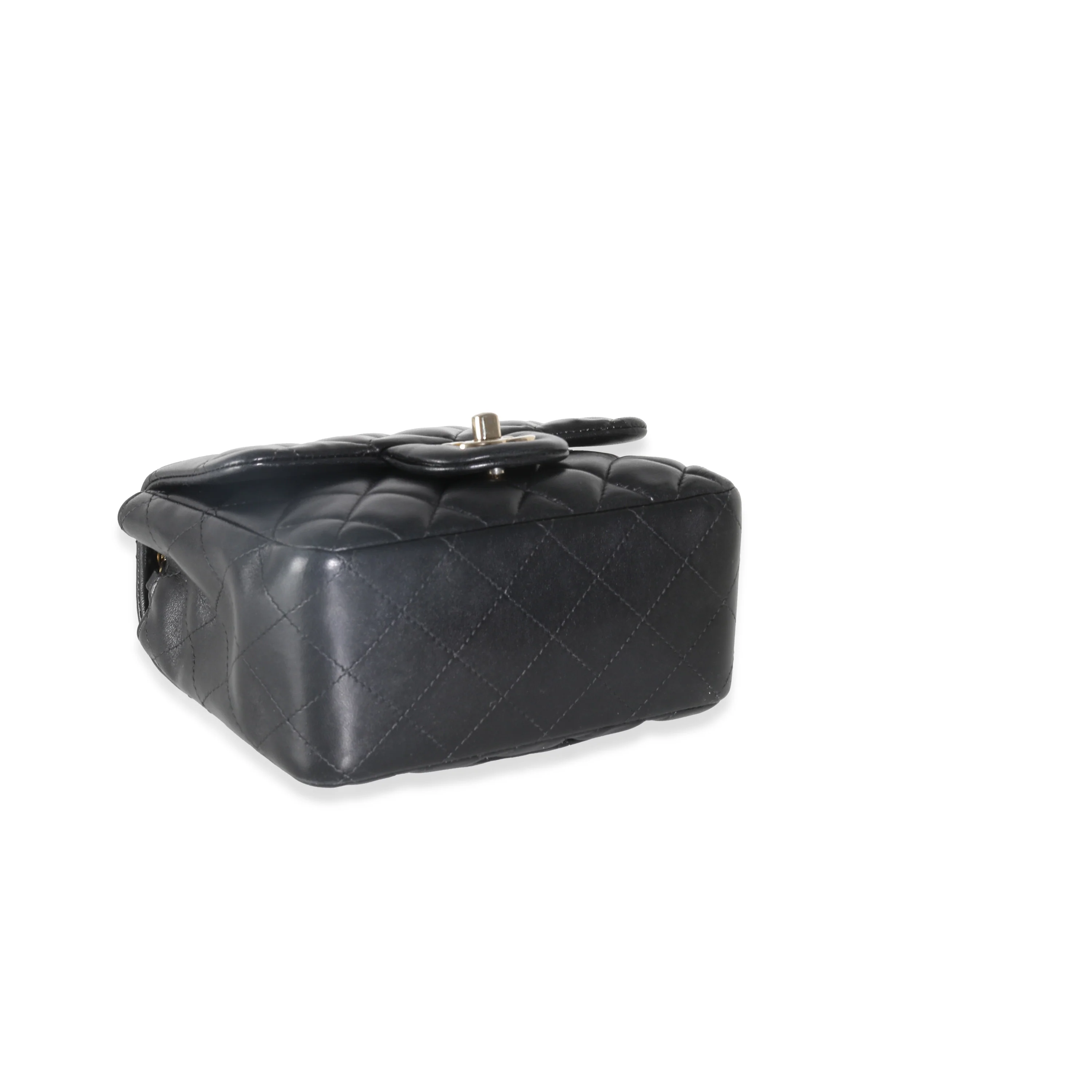 Black Quilted Lambskin Mini Square Flap Bag - Image 6