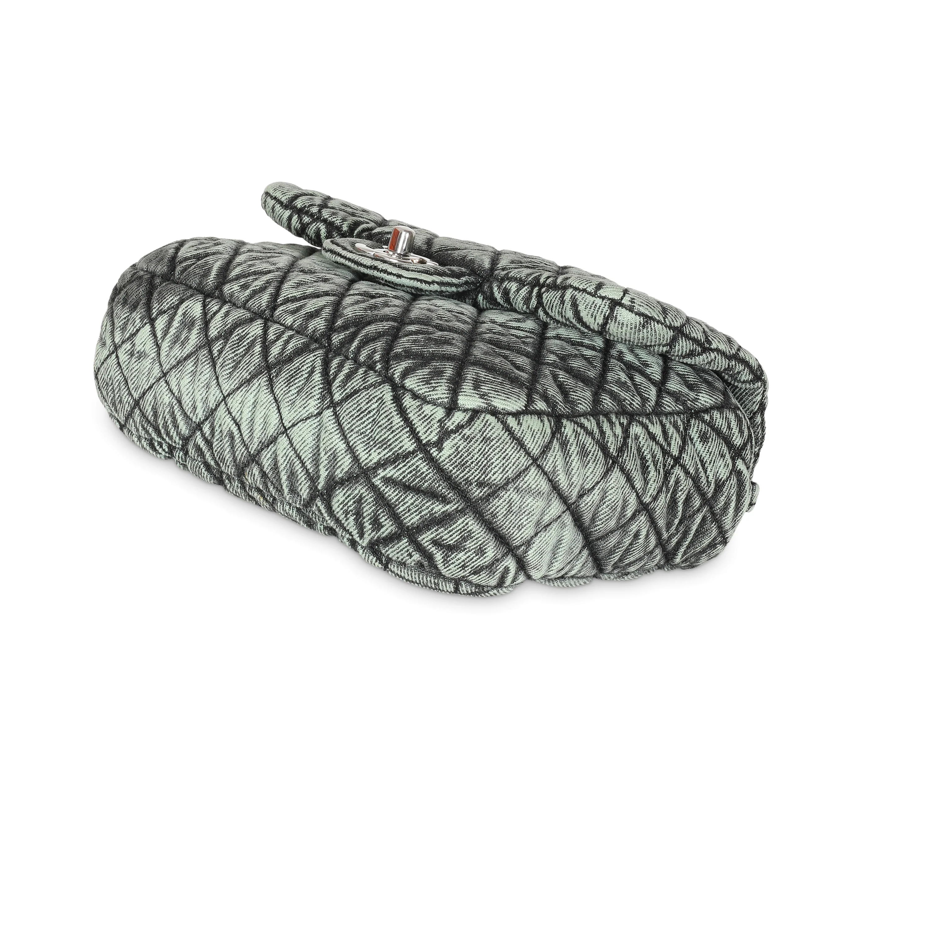 20C Green Quilted Denim Denimpression Mini Flap Bag - Image 7