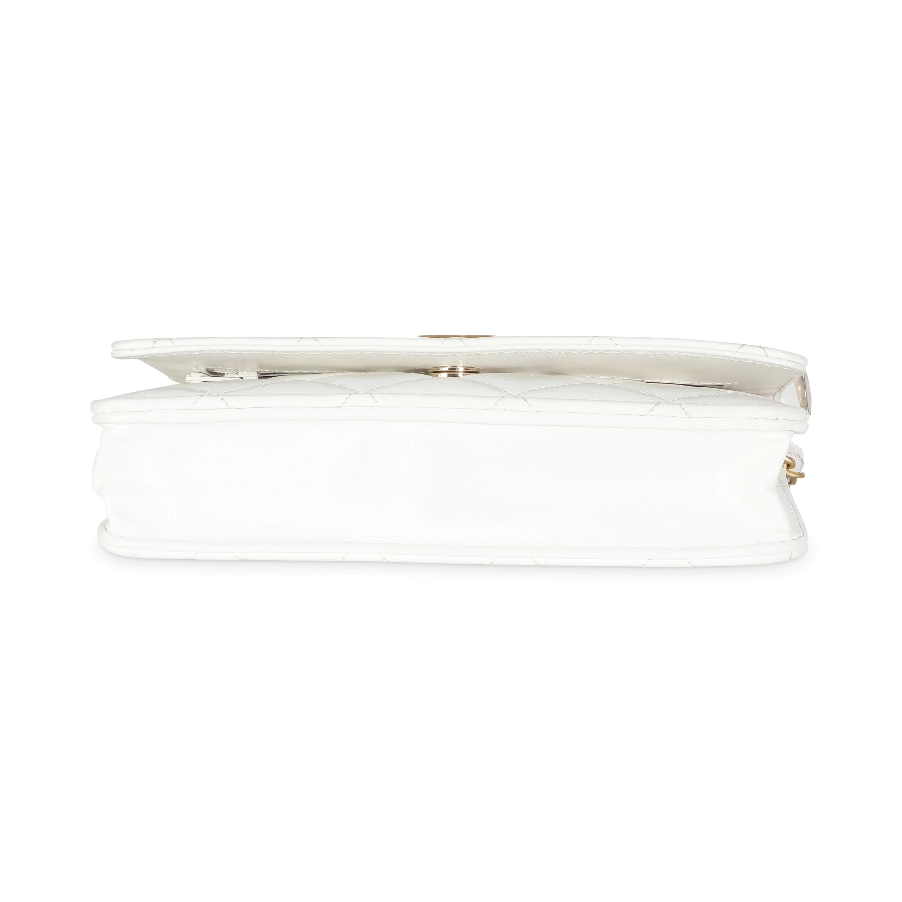 White Quilted Goatskin Punk Essentials Wallet On Chain - Image 5