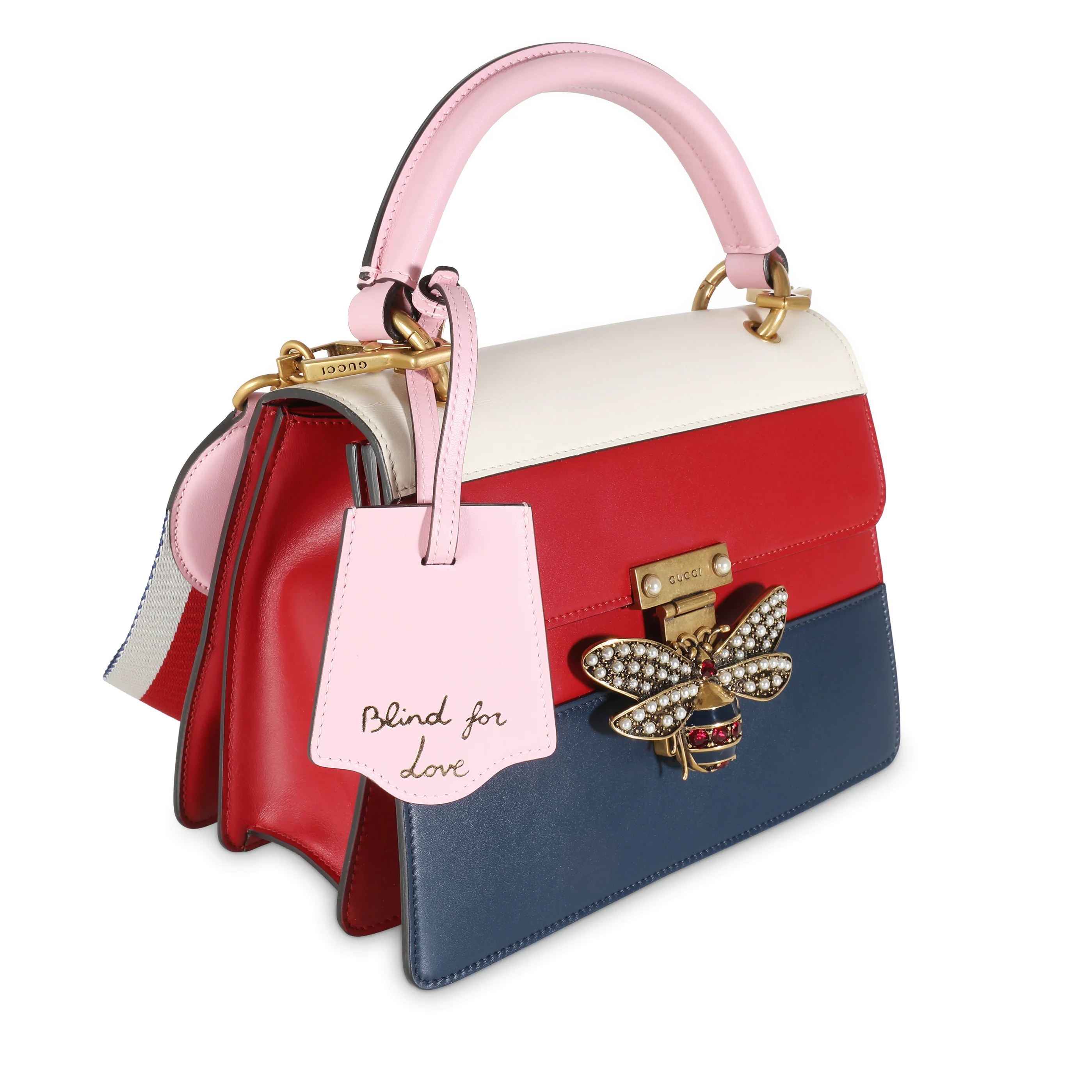 Tri Color Calfskin Sylvie Web Small Queen Margaret Top Handle Bag - Image 3