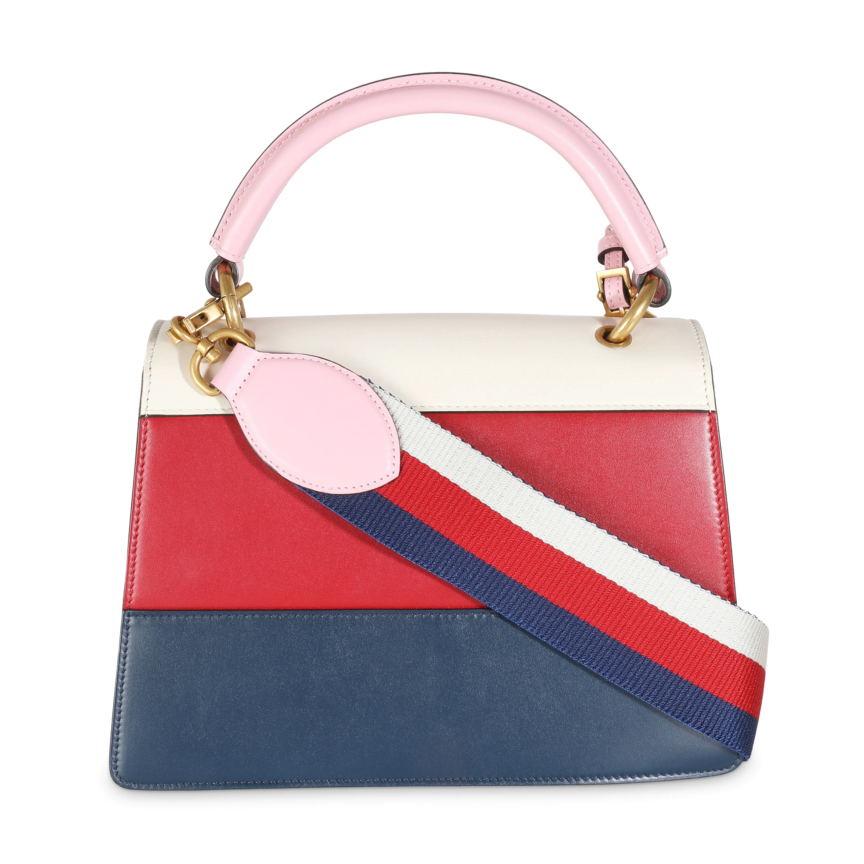 Tri Color Calfskin Sylvie Web Small Queen Margaret Top Handle Bag - Image 4
