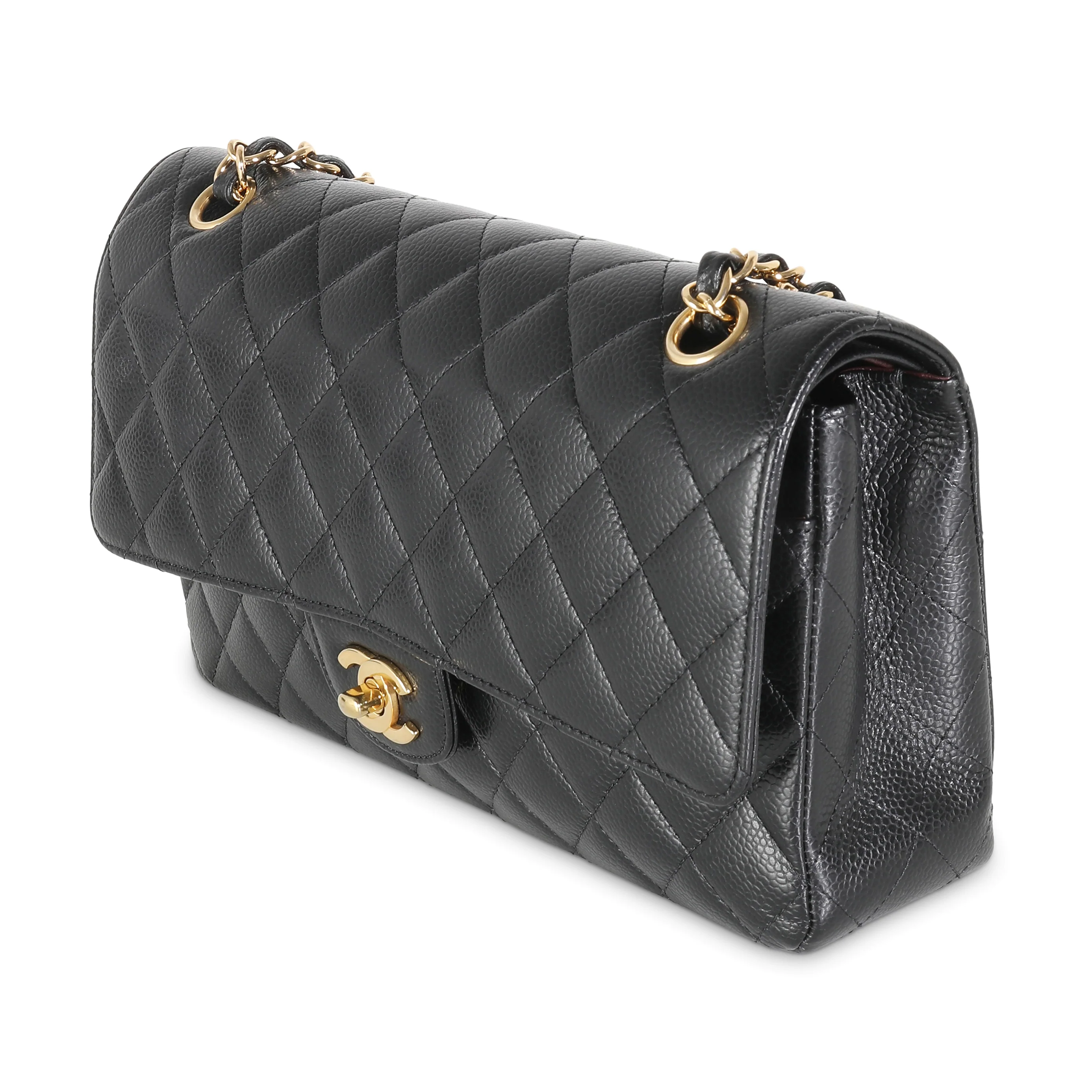 Black Quilted Caviar Medium Classic Double Flap Handbag - Image 2
