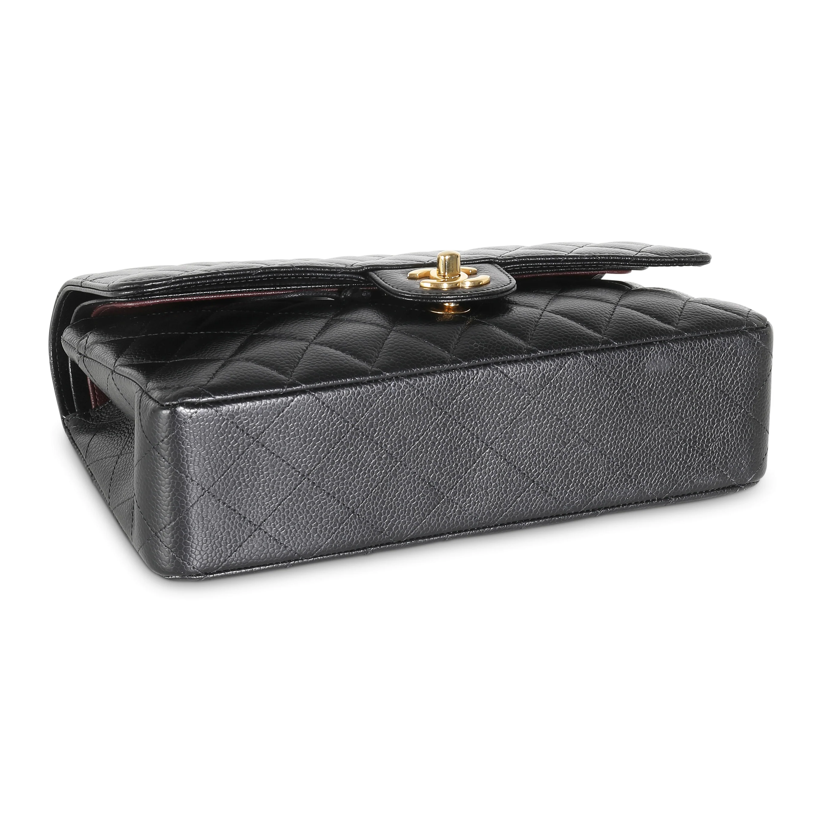Black Quilted Caviar Medium Classic Double Flap Handbag - Image 6