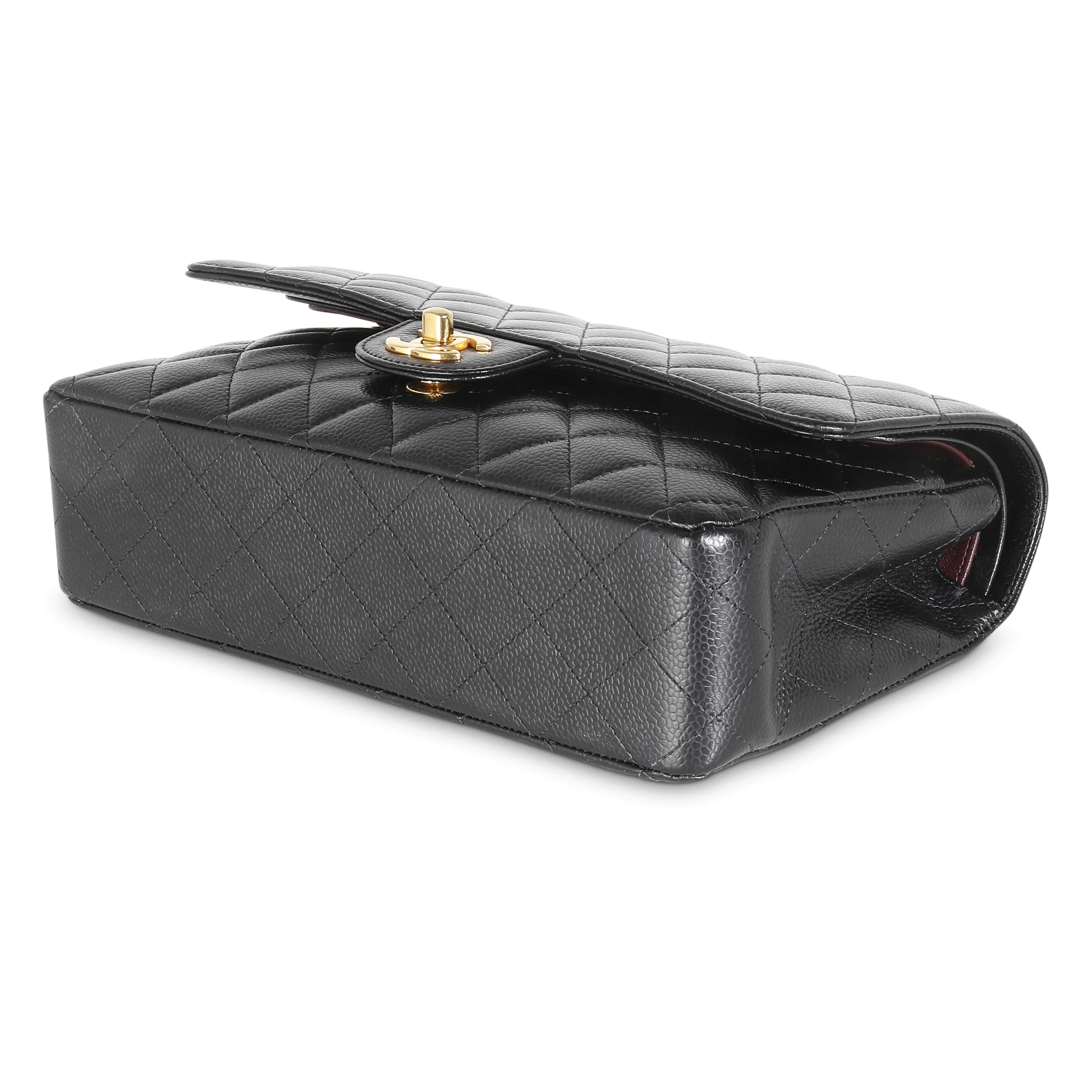 Black Quilted Caviar Medium Classic Double Flap Handbag - Image 7